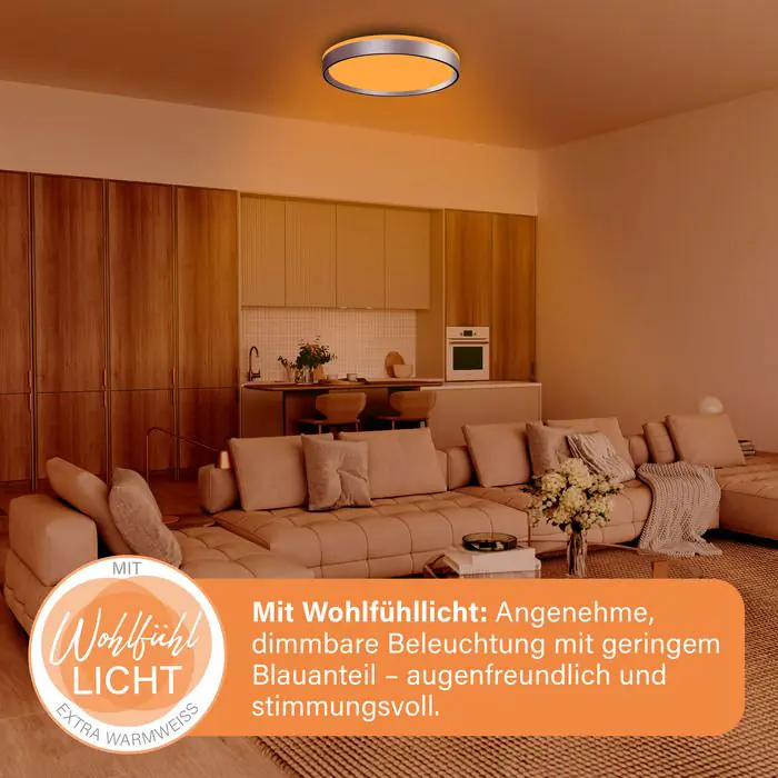 MegaLight LED-Deckenleuchte Shining Pluto Rosé Ø48 cm dimmbar