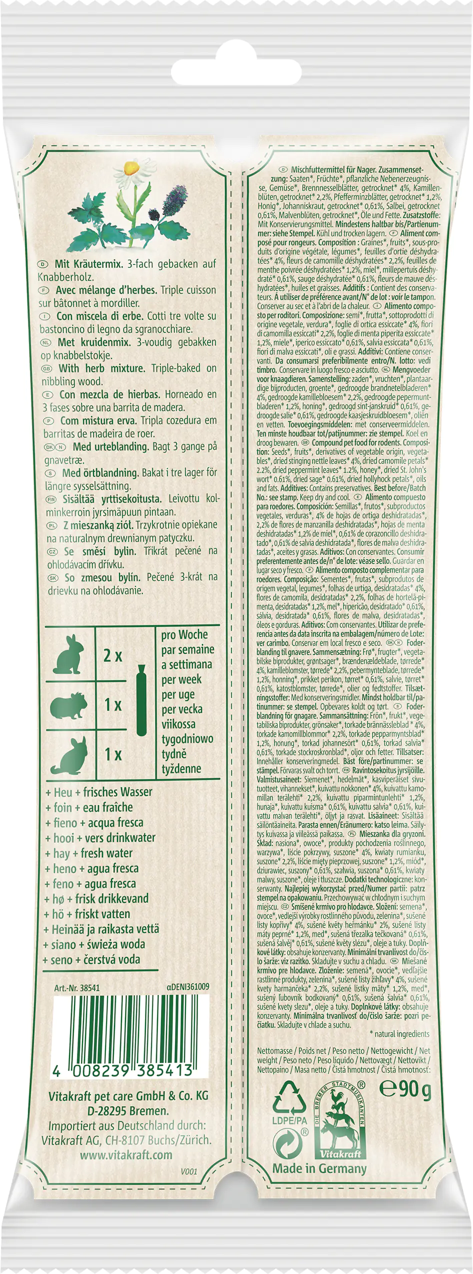 Vitakraft VitaVerde® Kräcker Kräutermix NA 2 Stück / 80 g Vitakraft VitaVerde® Kräcker Kräutermix NA 2 Stück / 80 g