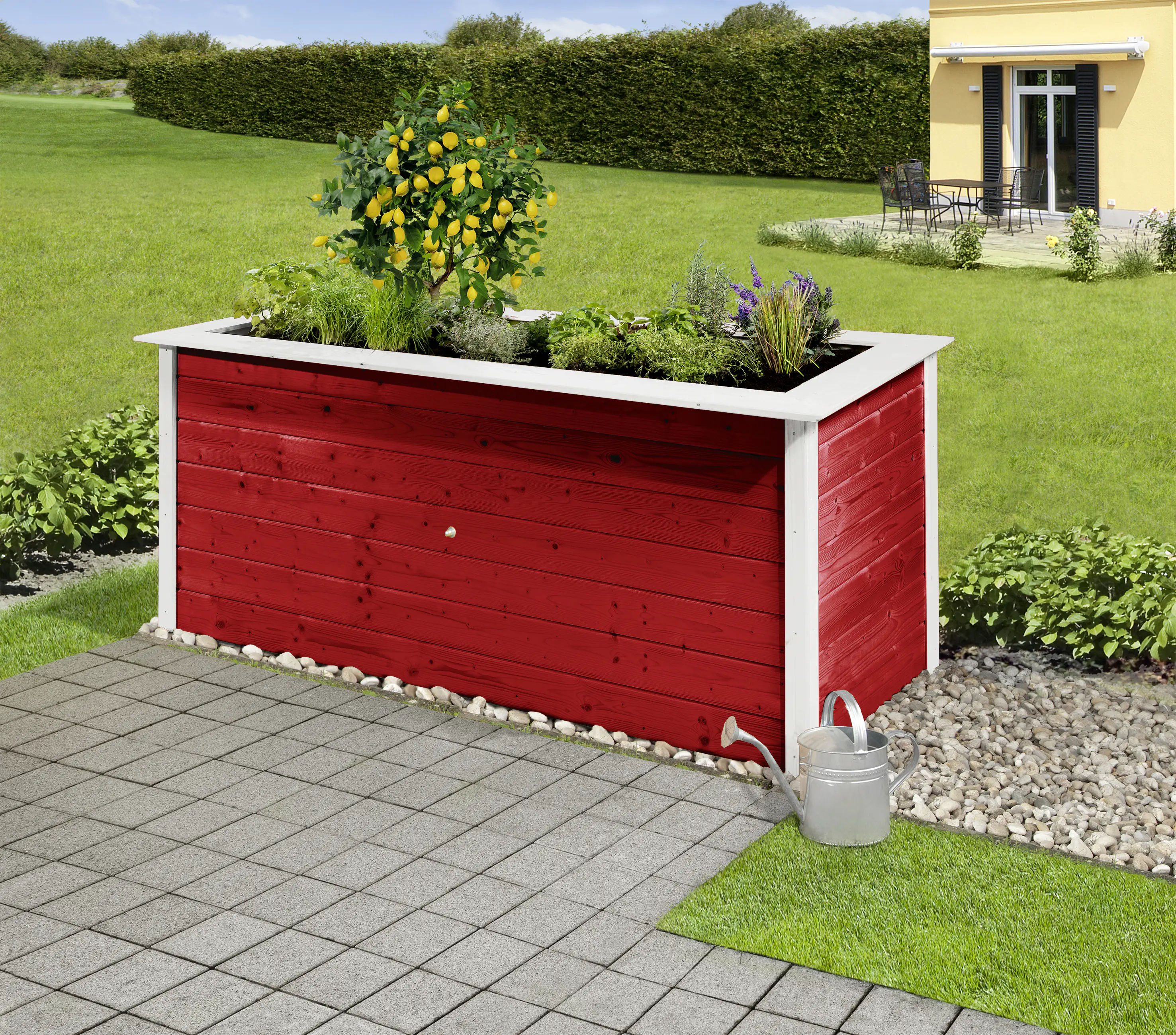 Weka Hochbeet 28 205 x 80 x 81 cm schwedenrot mit Noppenbahn, Wühlmausschutz