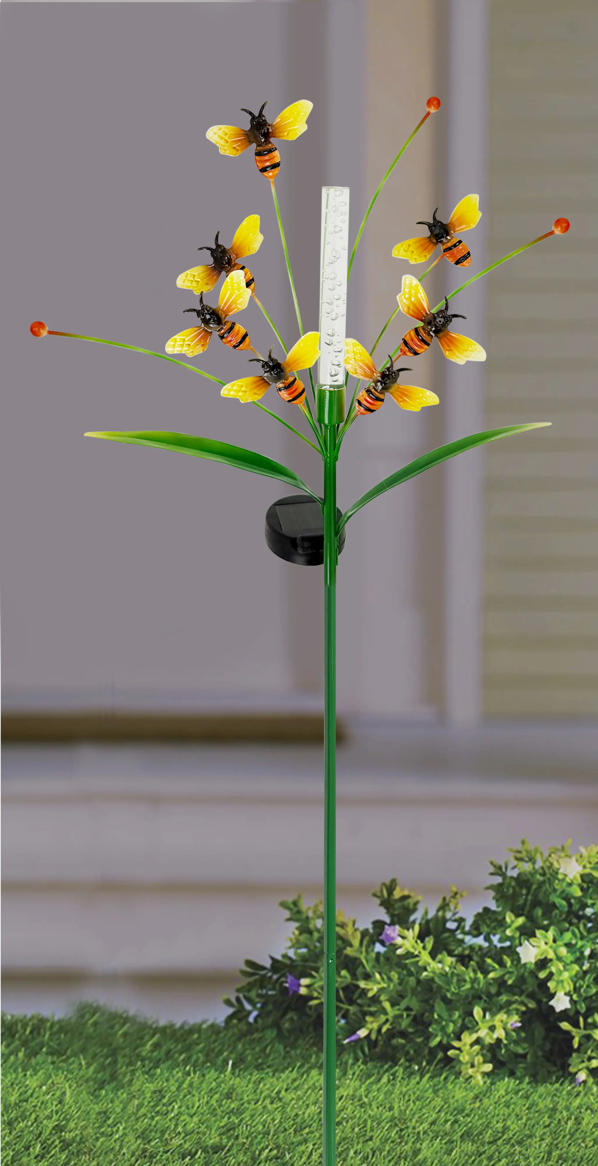 Dapo LED Solarstecker Lichtstab mit Bienen warmweiß