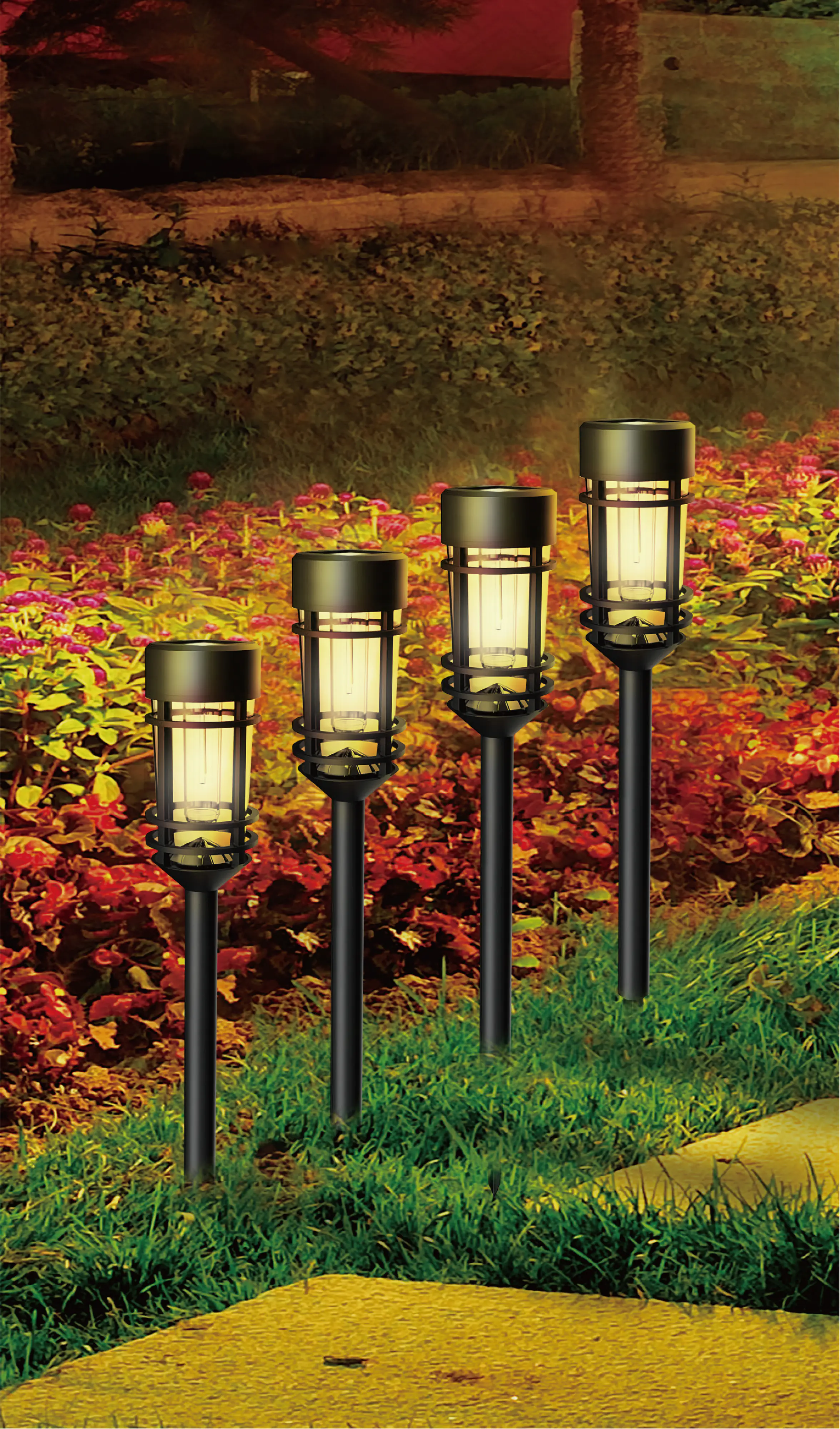 Dapo LED Solarleuchte Fackel mit Erdspieß warmweiß