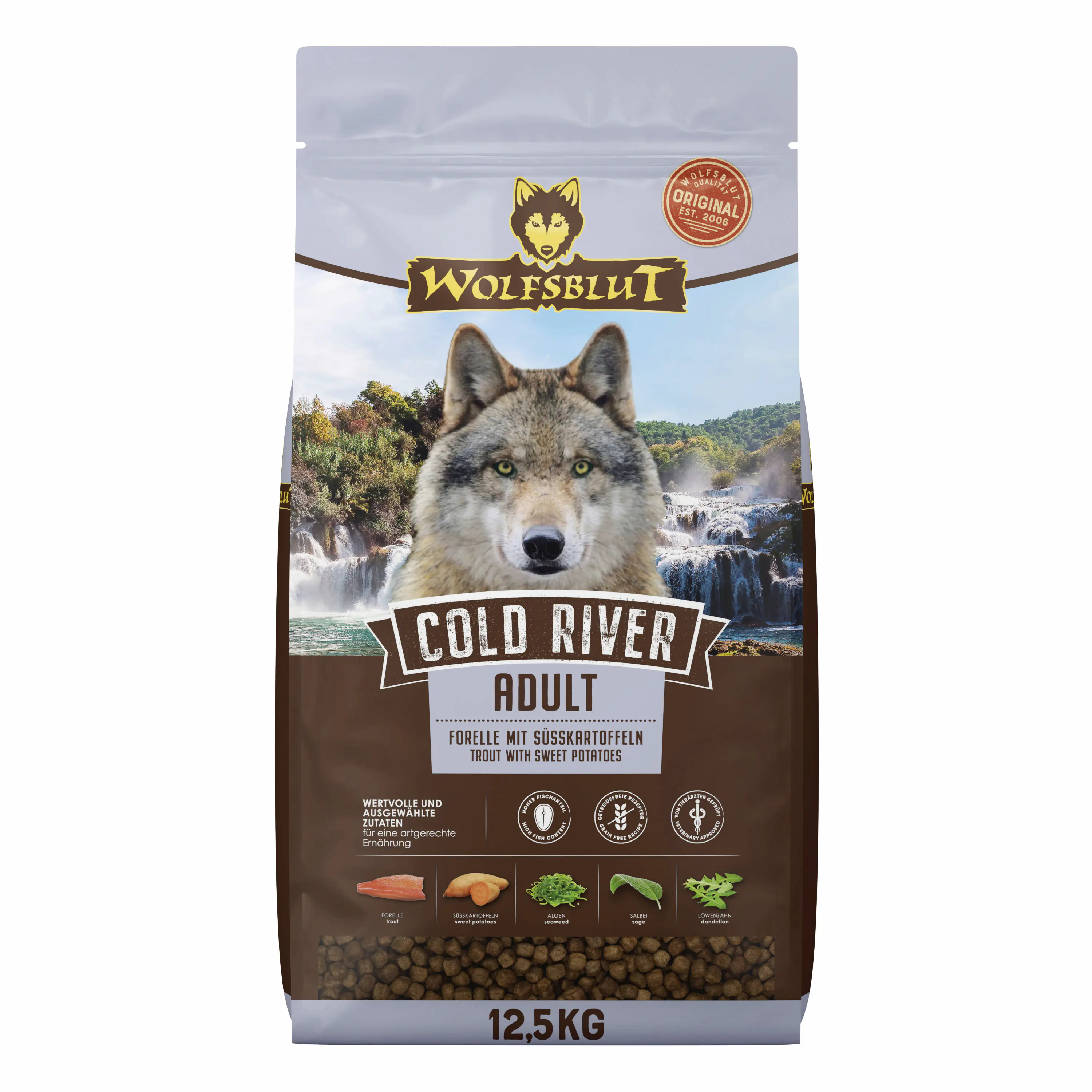 Wolfsblut Cold River Hundetrockenfutter Adult getreidefrei 12,5 kg Forelle