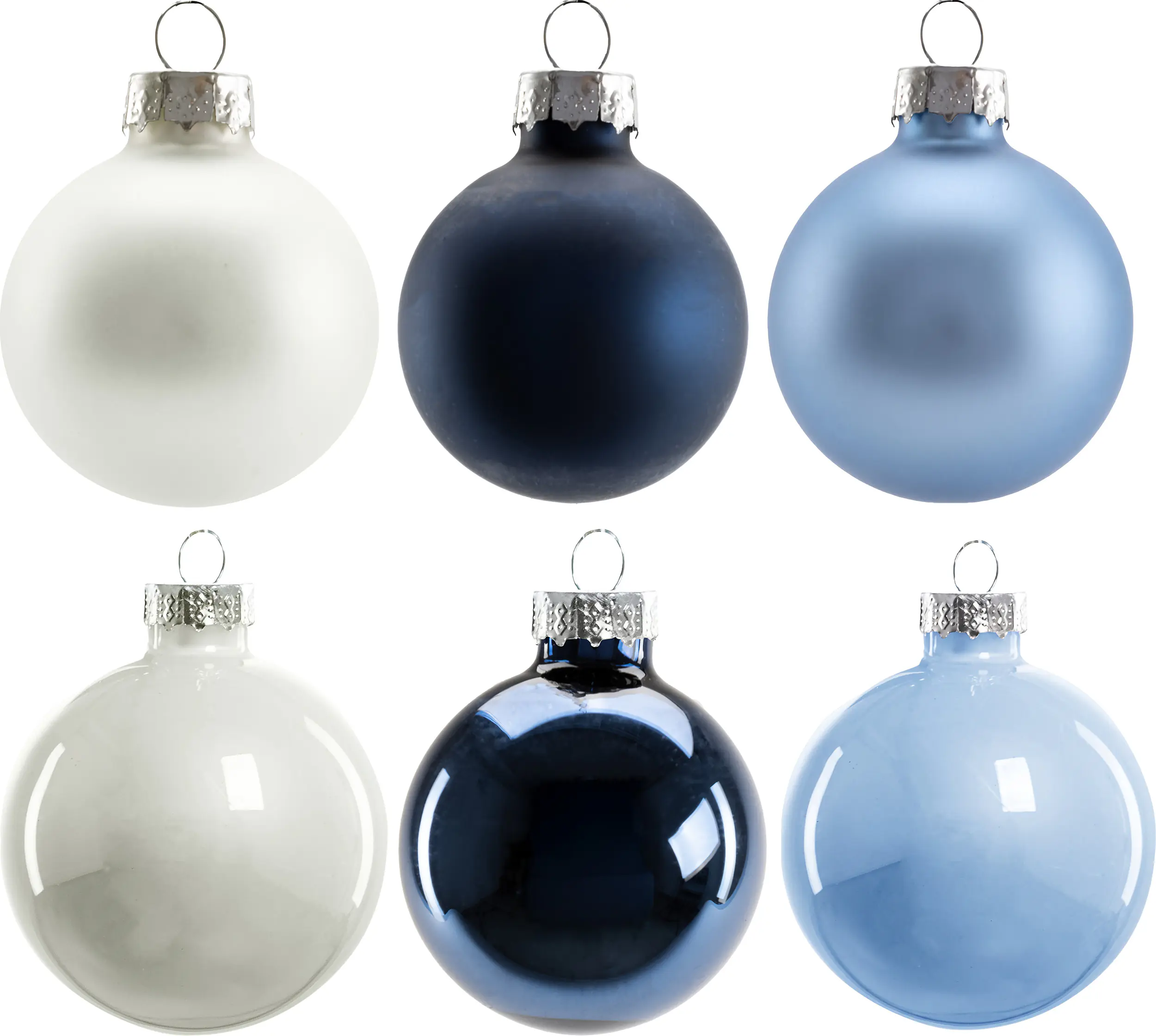 TrendLine Weihnachtskugeln aus Glas Ø 6 cm blau weiß 20 Stück