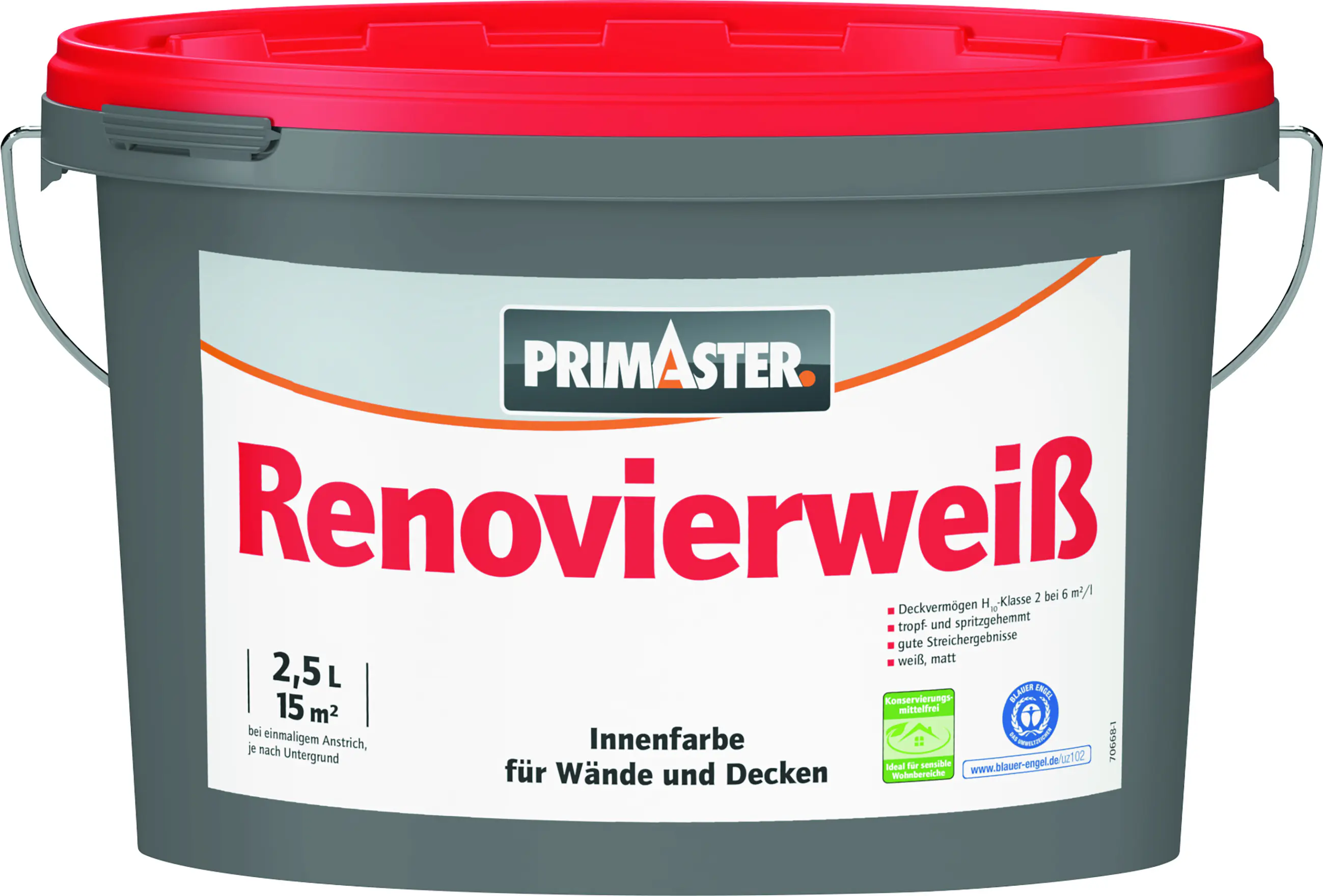 Primaster Wandfarbe Renovierweiß weiß 2,5 L Primaster Wandfarbe Renovierweiß weiß 2,5 L