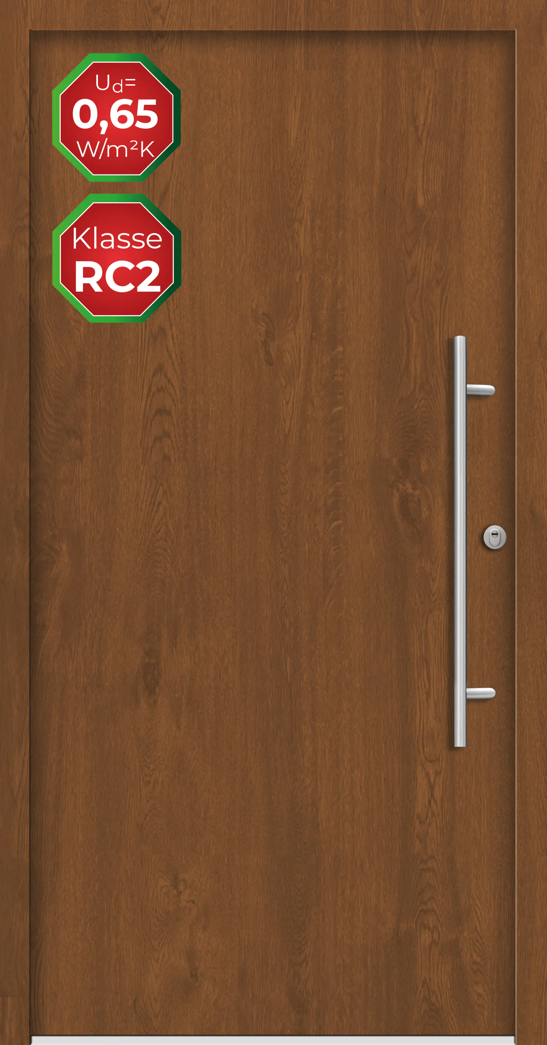 Splendoor Haustür Passivedoor Premium B05 RC2 Golden Oak DIN Rechts 100 x 210 cm
