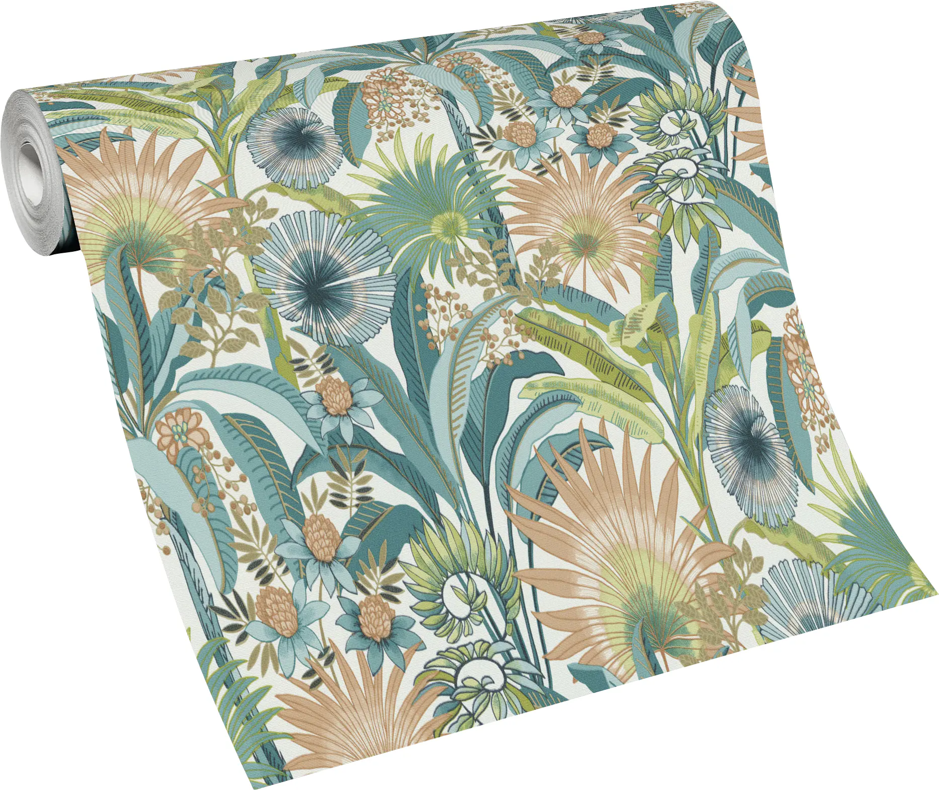 Erismann Rauhfaser-Vliestapete Martinique Floral türkis 10,05 x 0,53 m