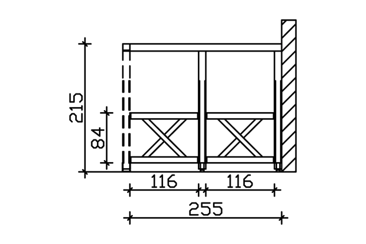 SKAN HOLZ Seitenwand Andreaskreuz 255 x 210 cm Douglasie