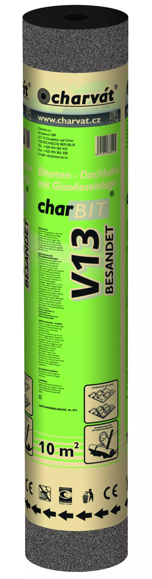 Bitumenpappe V13 besandet 10 x 1 m = 10 m² schwarz-grau Bitumenpappe V13 besandet 10 x 1 m = 10 m² schwarz-grau