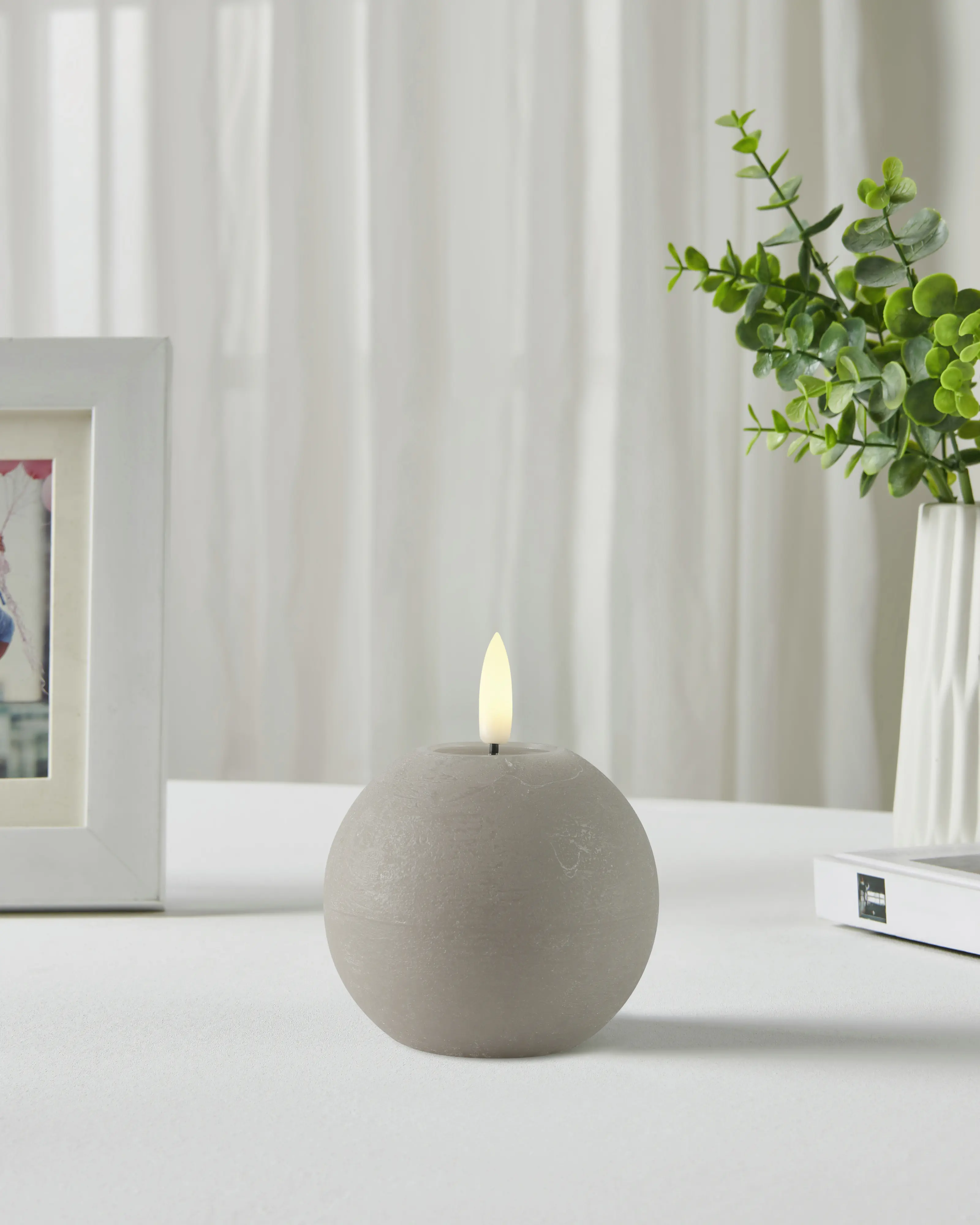 Eglo LED Kerze Leskino warmweiß 8 x Ø 8 cm taupe