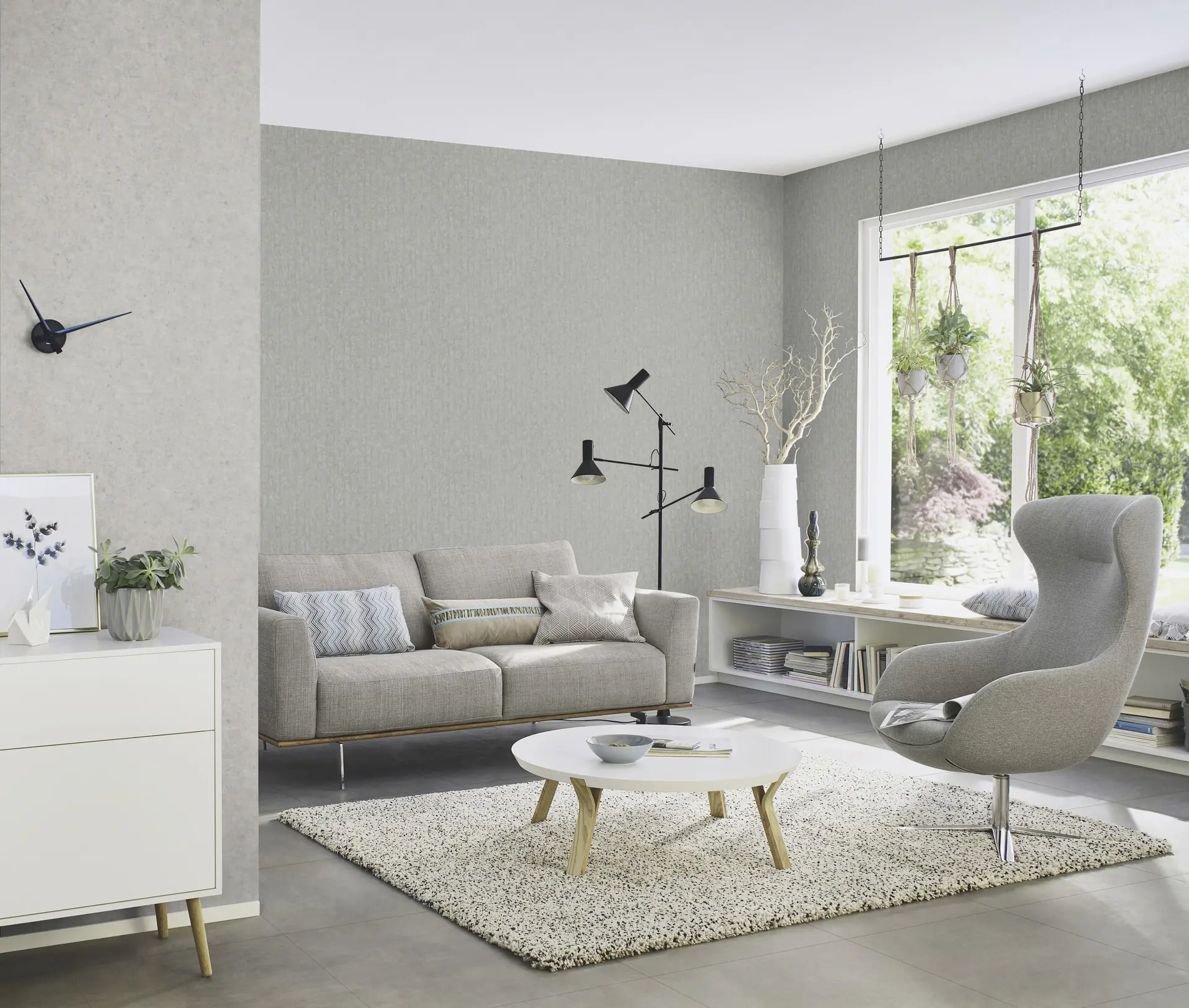 Rasch Vliestapete 520866 Grau-Mittelgrau Uni 10,05 m x 0,53 m