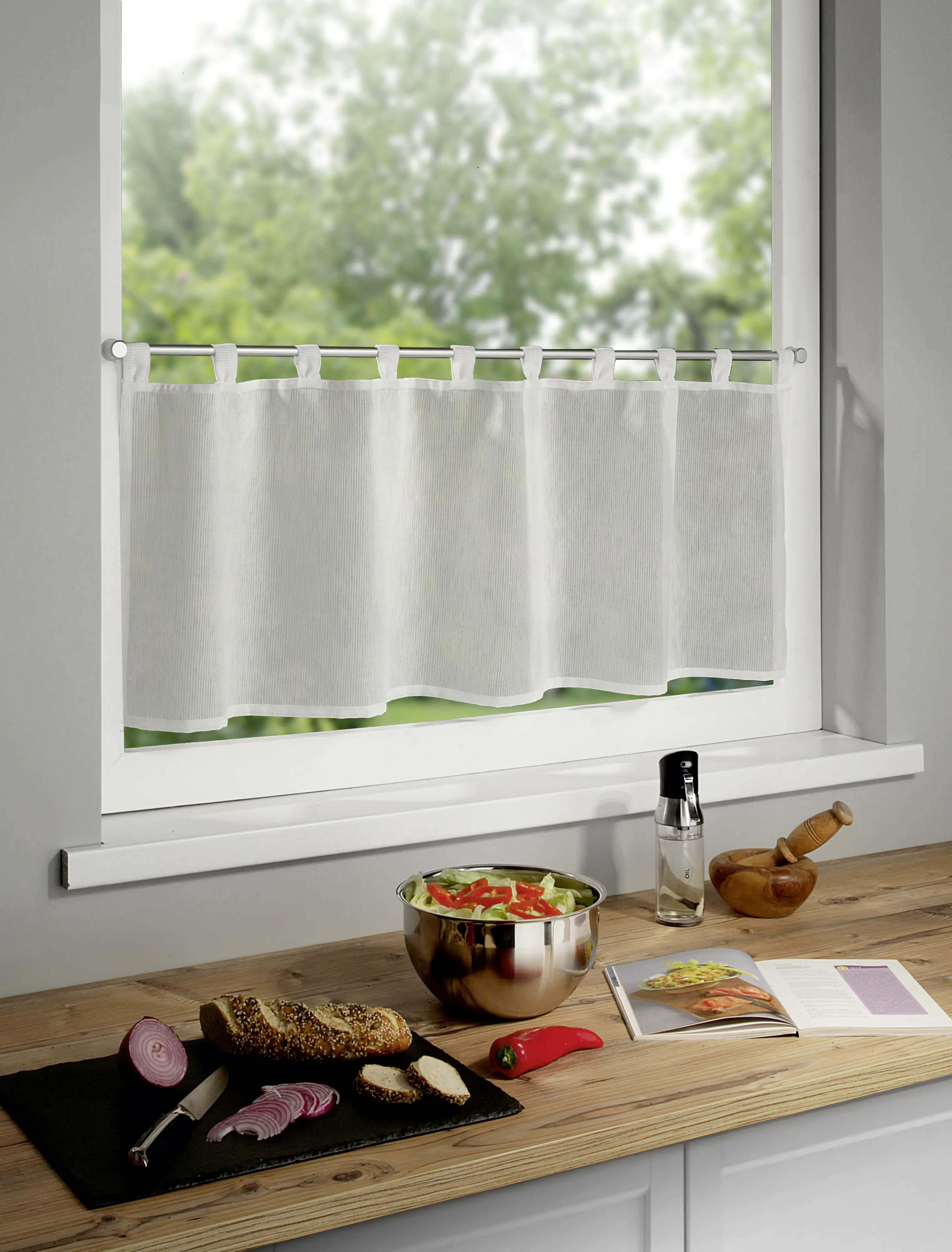 Sehlbach Schlaufenpanneau Streifendessin weiß 140 x 48 cm