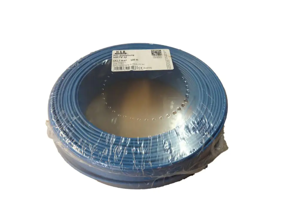 PVC-Aderleitung H07V-U 2,5 - 100 Meter, blau