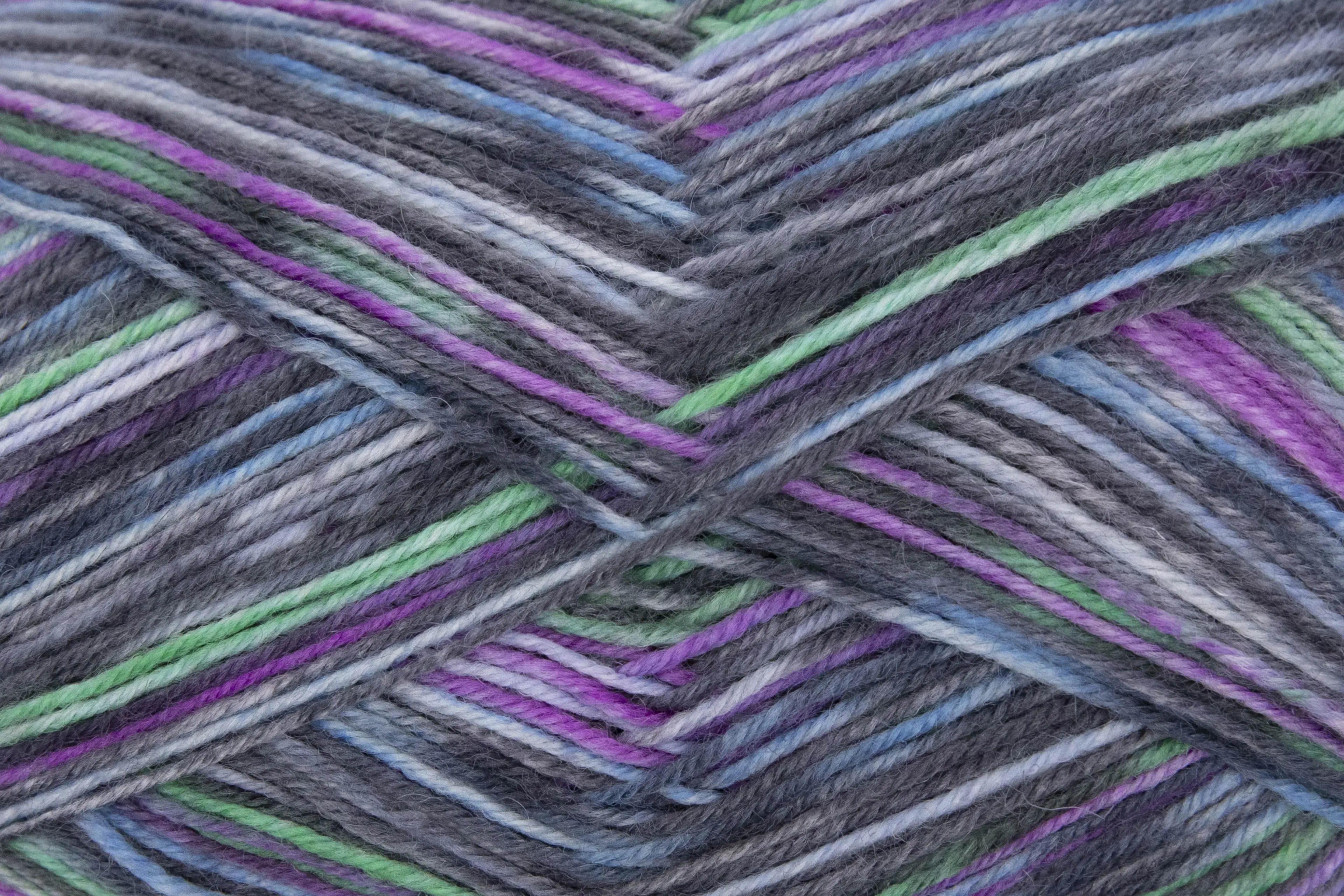 Gründl Sockenwolle Hot Socks 100 g 4-fach, grau-lila-kleegrün-babyblau