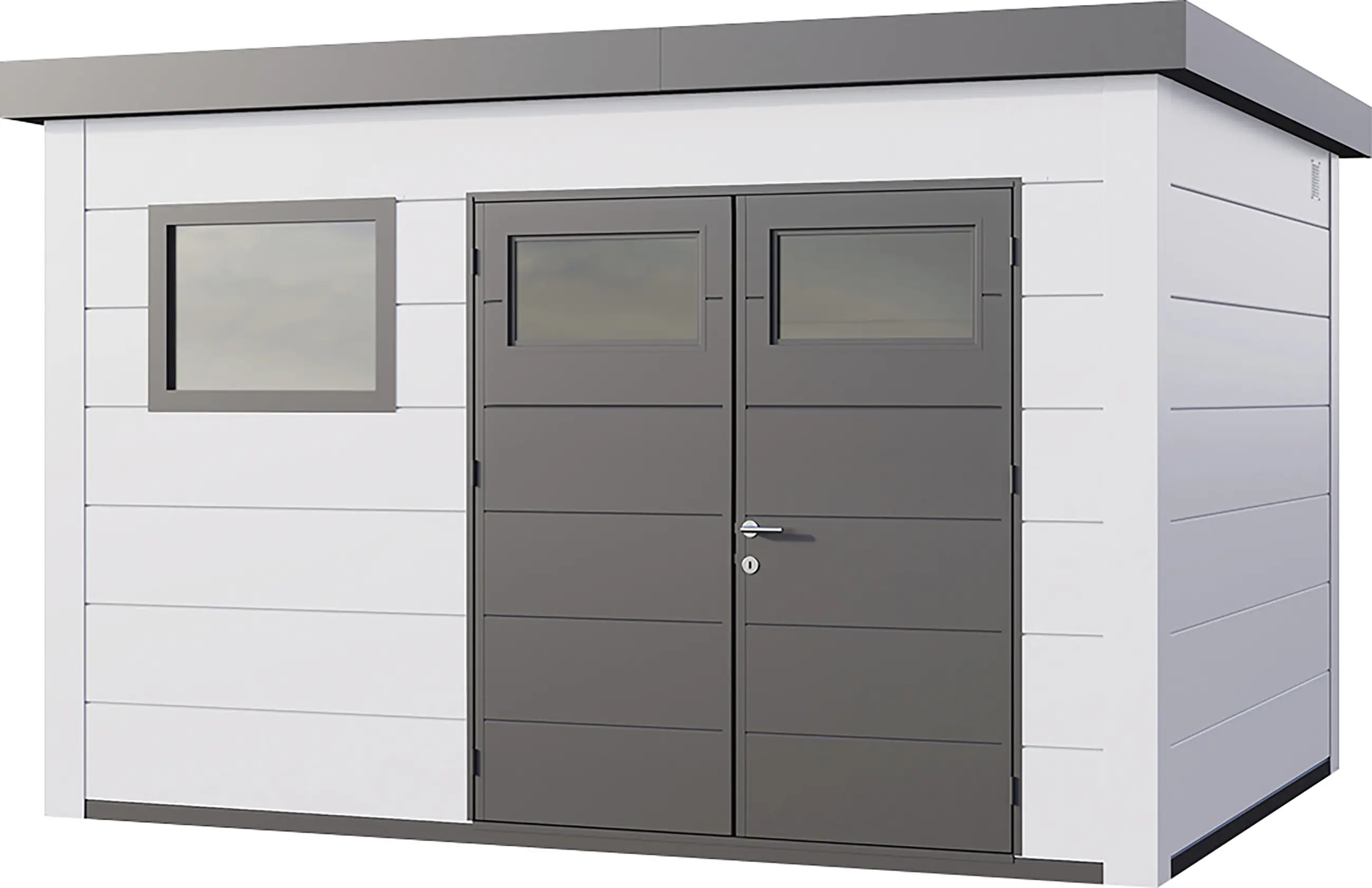 Telluria Gerätehaus Classico 3930+_W90 EW weiß 388 x 298 cm