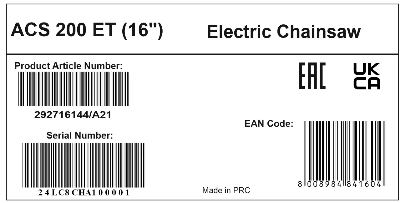 Alpina Elektro Kettensäge ACS 200 ET 2.000 Watt, 40 cm Schwertlänge