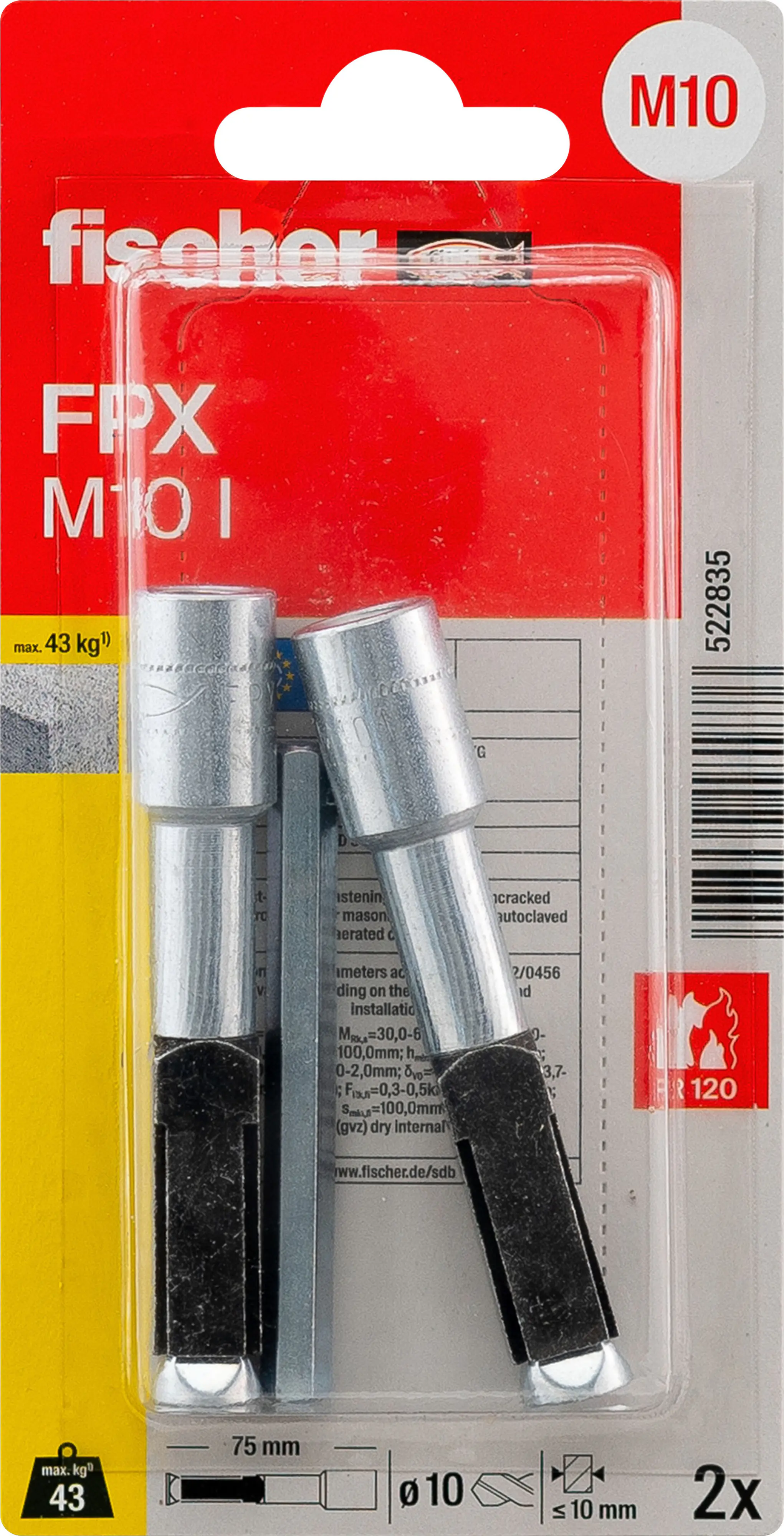 Fischer Porenbetonanker FPX 10 x 75 mm - 2 Stück