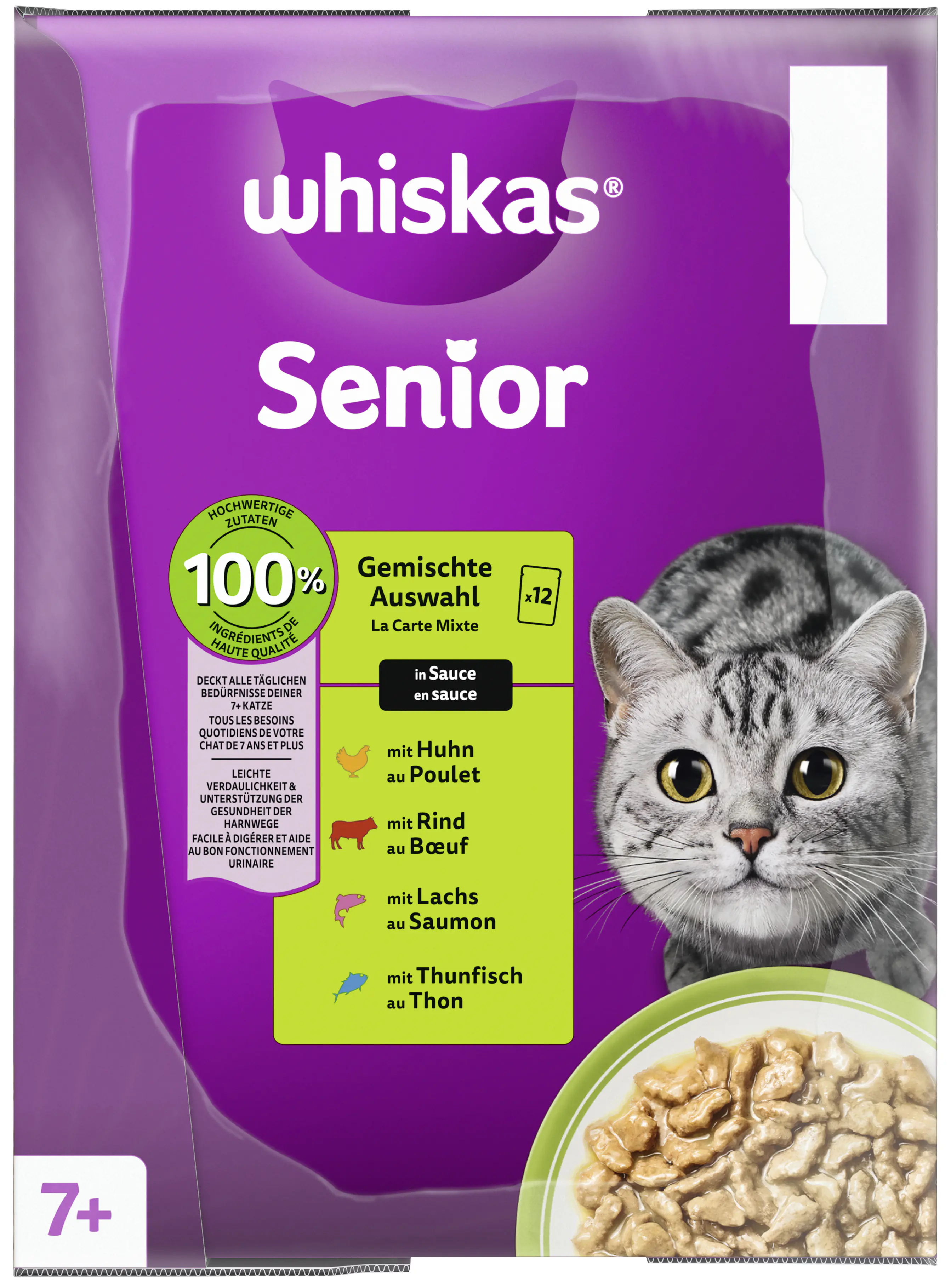 Whiskas Multipack Senior 7+ gemischte Auswahl in Sauce Katzenfutter 12 x 85 g