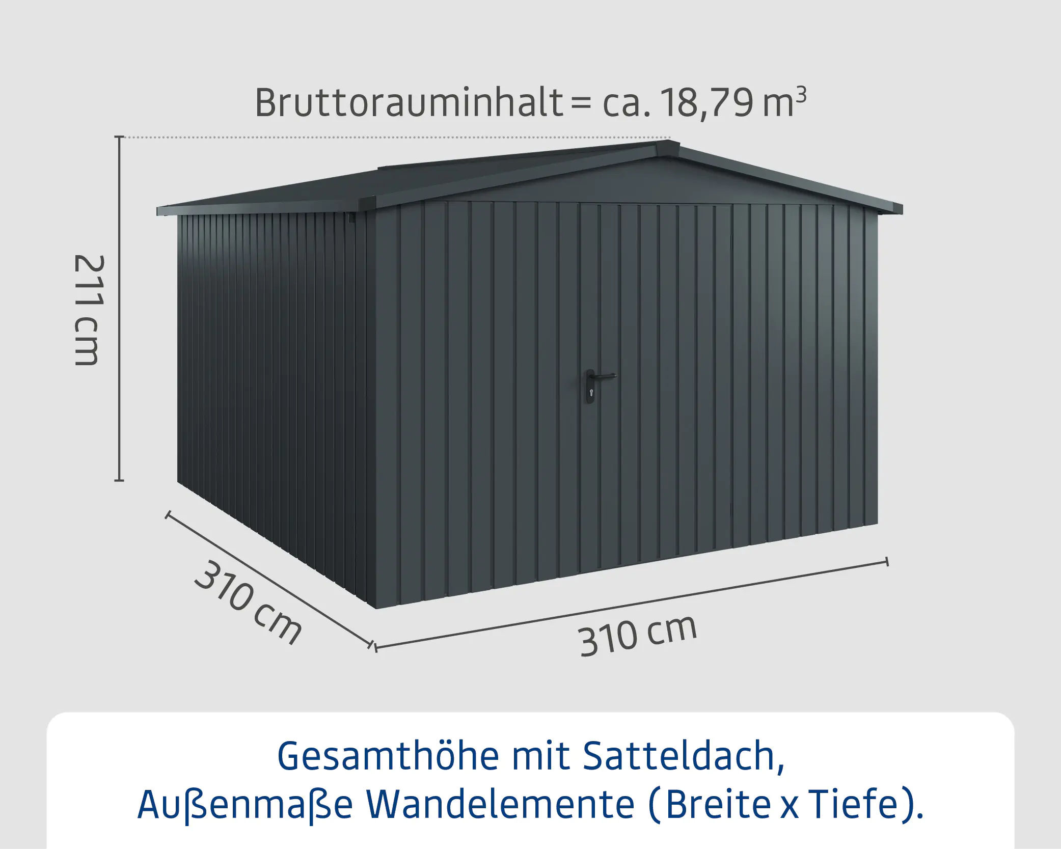EcoStar Metallgerätehaus Euroline ESD14 anthrazit 310 x 310 cm 1-flg. EcoStar Metallgerätehaus Euroline ESD14 anthrazit 310 x 310 cm 1-flg.