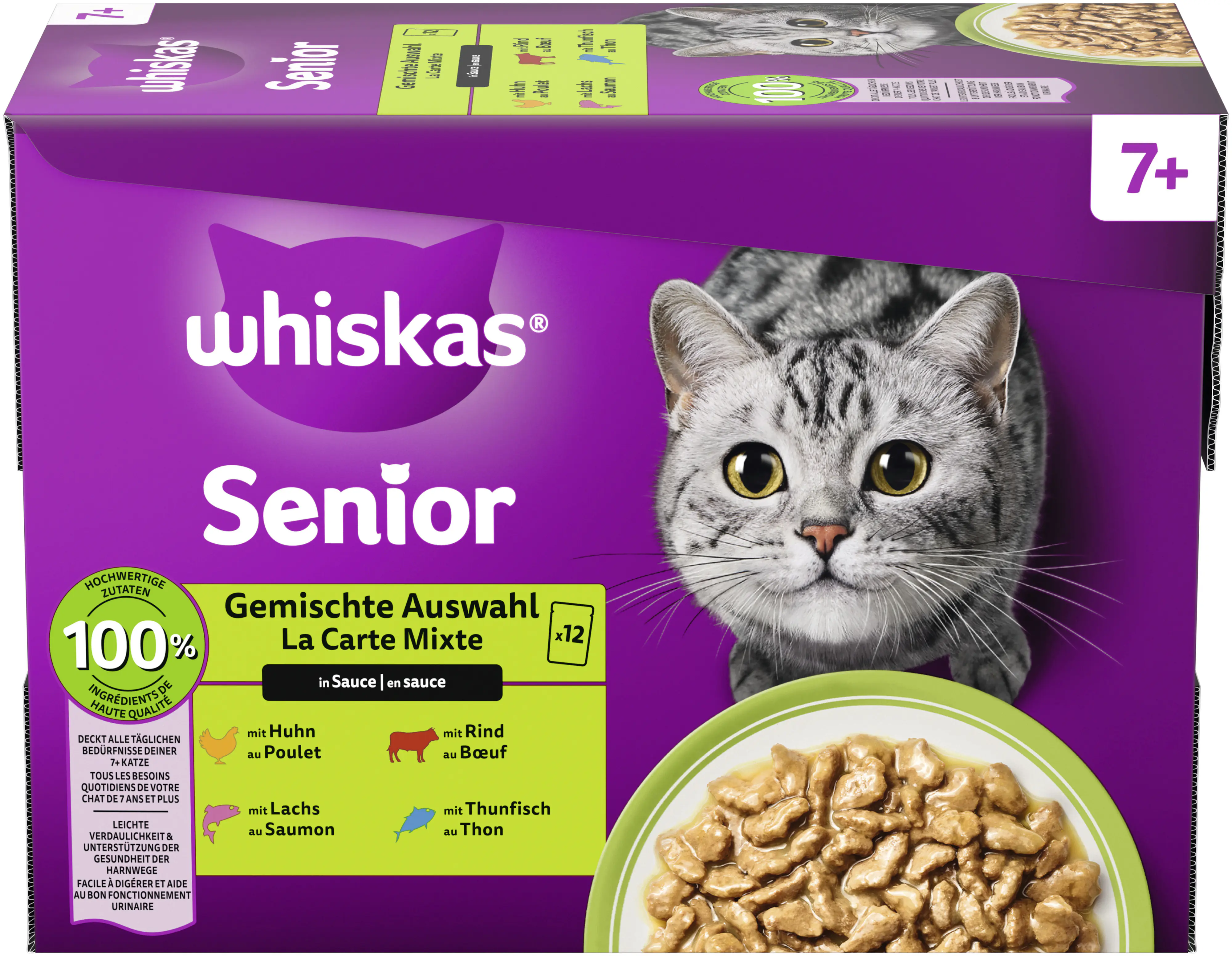 Whiskas Multipack Senior 7+ gemischte Auswahl in Sauce Katzenfutter 12 x 85 g