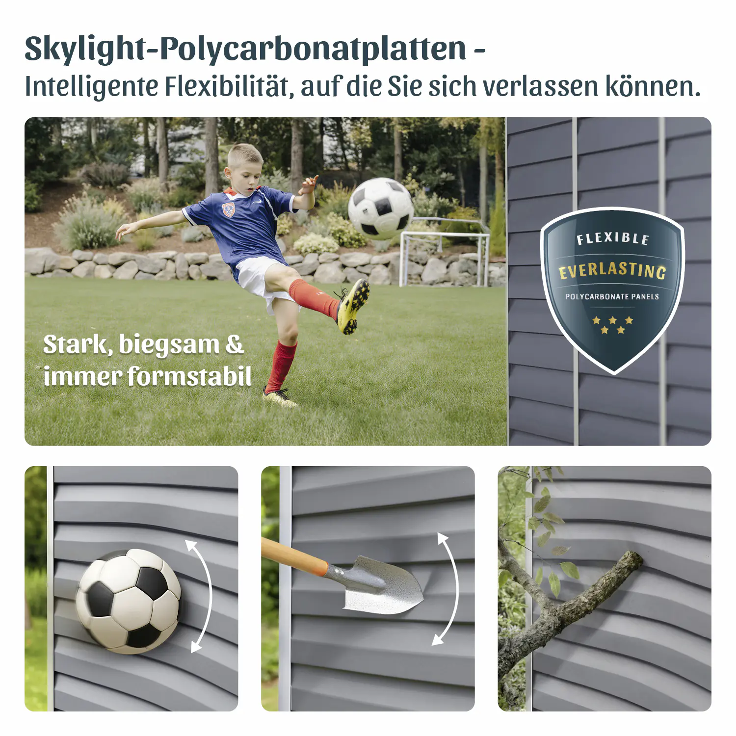 Canopia Gerätehaus Skylight 6x8 mit Solar LED Kit grau 185,4 x 229 cm