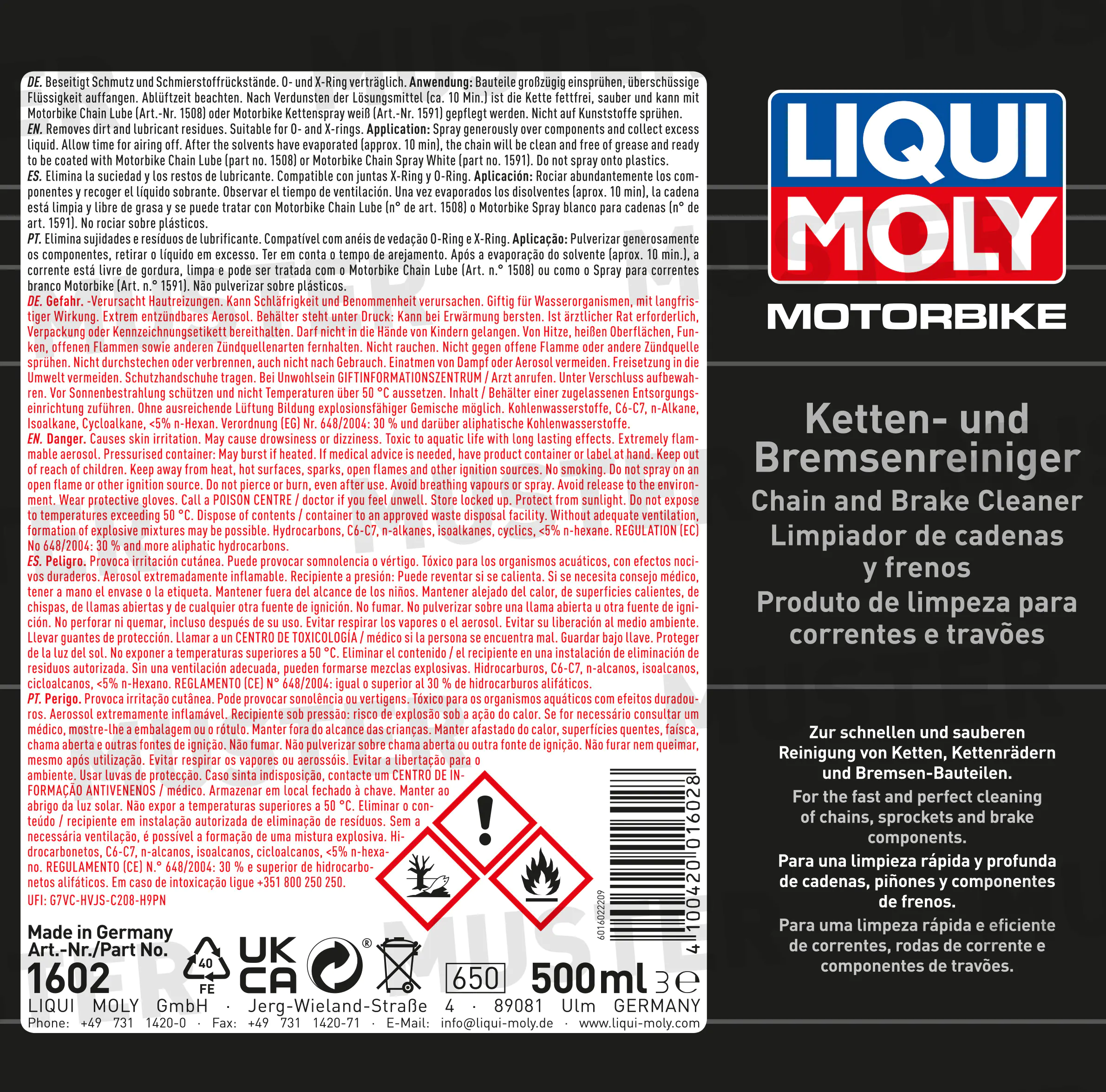 Liqui Moly Motorbike Ketten- und Bremsenreiniger 500 ml Liqui Moly Motorbike Ketten- und Bremsenreiniger 500 ml
