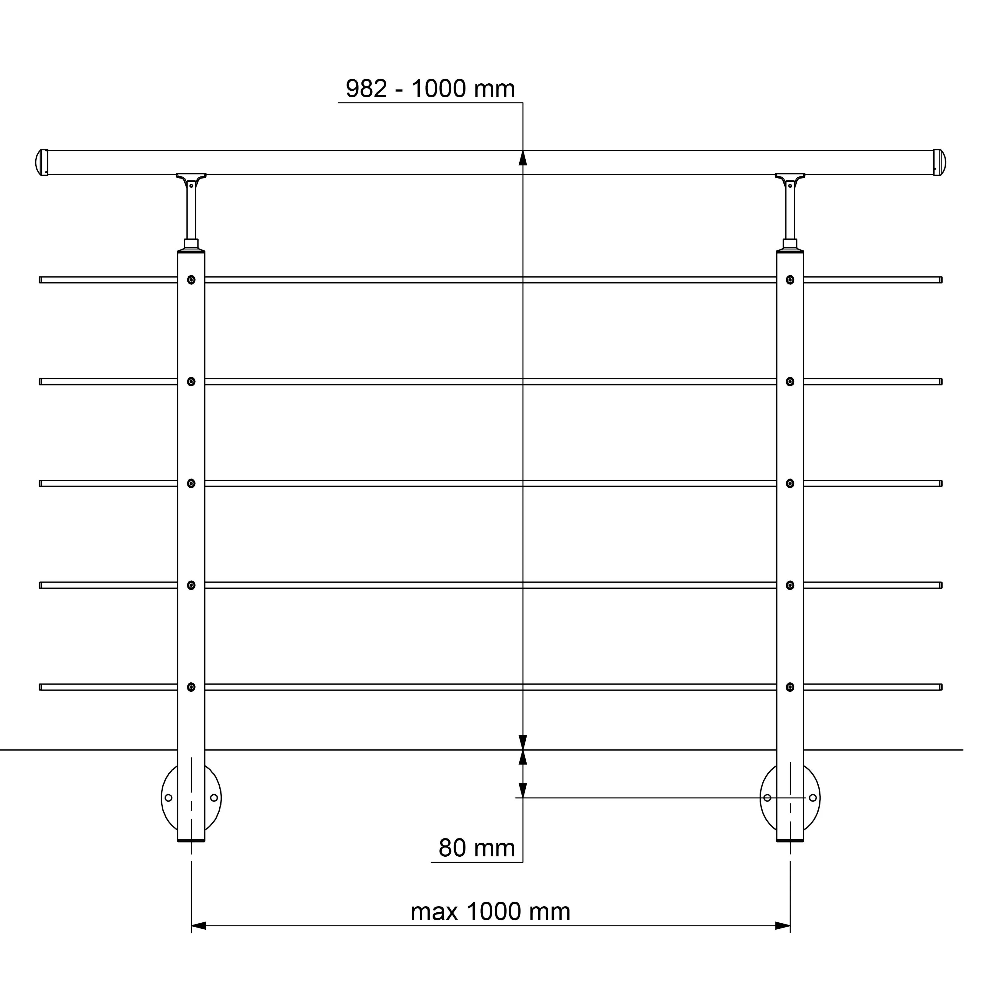 DOLLE Geländerset PS 031 Aluminium mit Buchehandlauf 150 cm