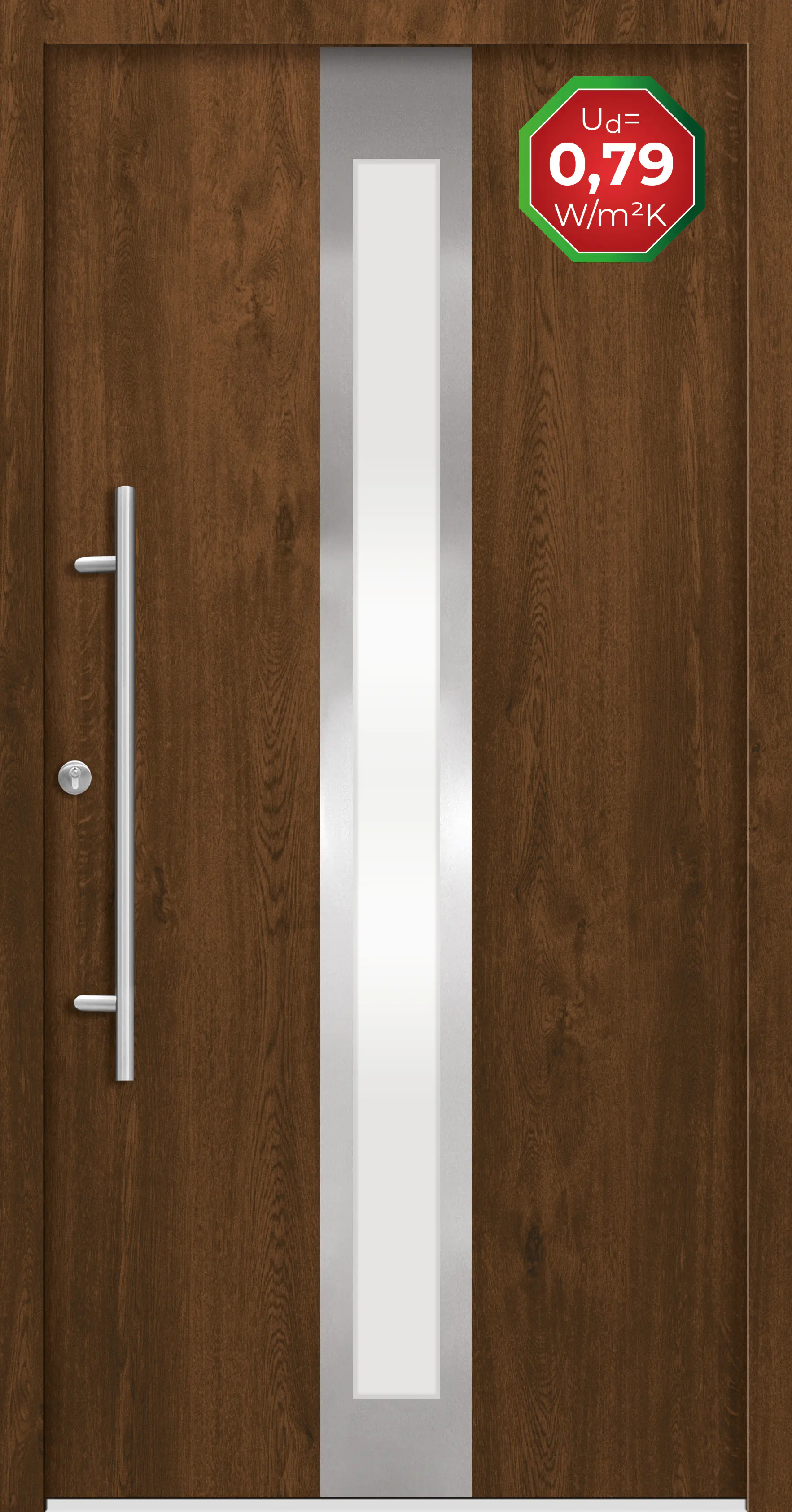 Splendoor Haustür Passivedoor Premium B01 Nussbaum DIN Links 110 x 210 cm