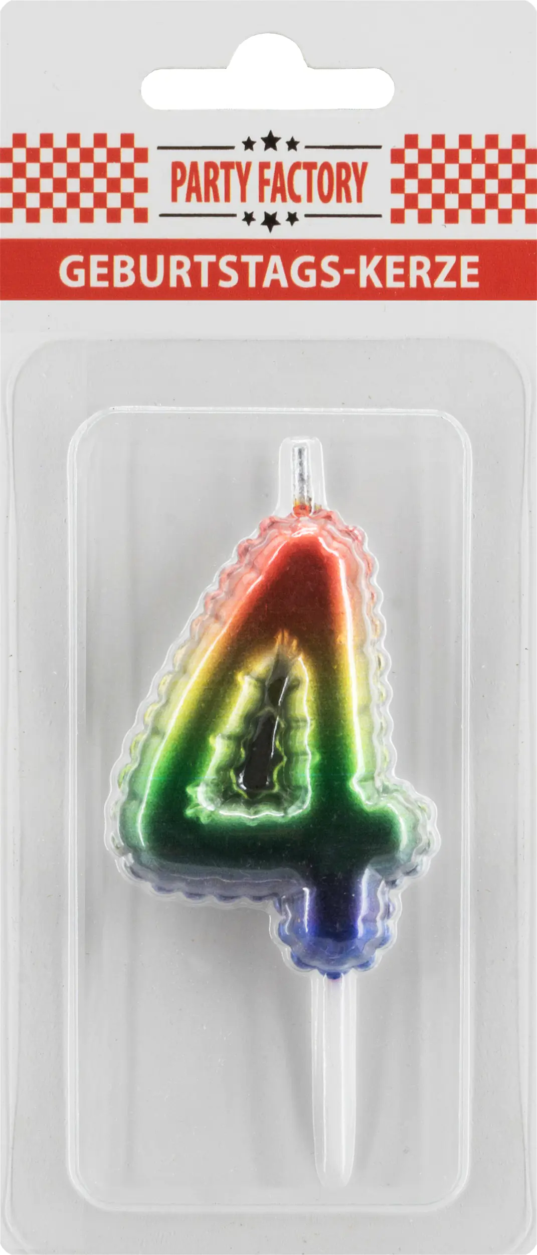 Geburtstagskerze Ballon Zahl 4 bunt 6 cm - 1 Stück