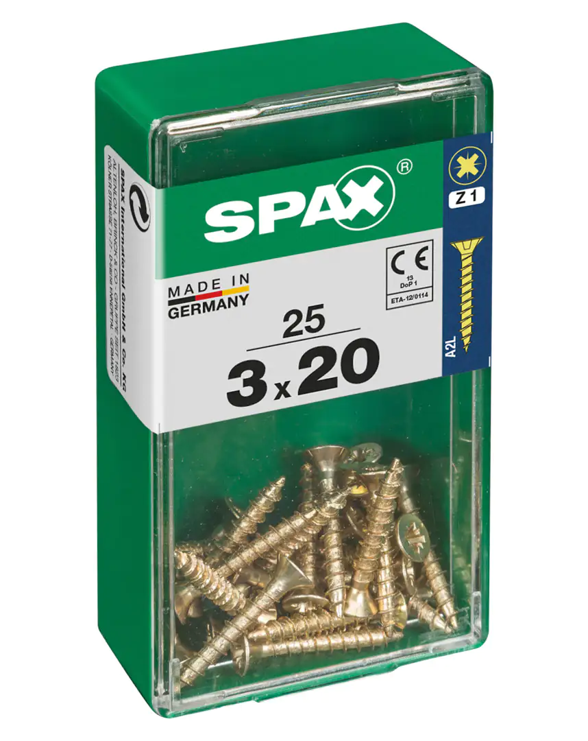 Spax Universalschrauben 3.0 x 20 mm PZ 1 - 25 Stk. Spax Universalschrauben 3.0 x 20 mm PZ 1 - 25 Stk.