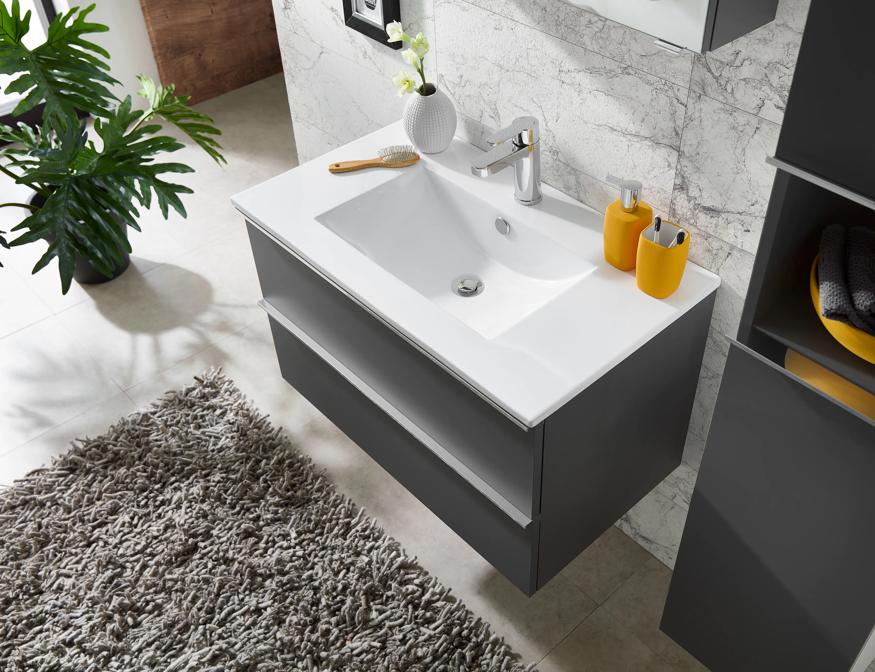 Primaster Mineralguss-Waschbecken 81 cm Düsseldorf weiß