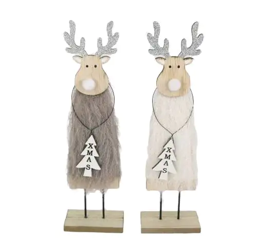 TrendLine Dekofigur Holz Rentier 29 x 9 cm beige