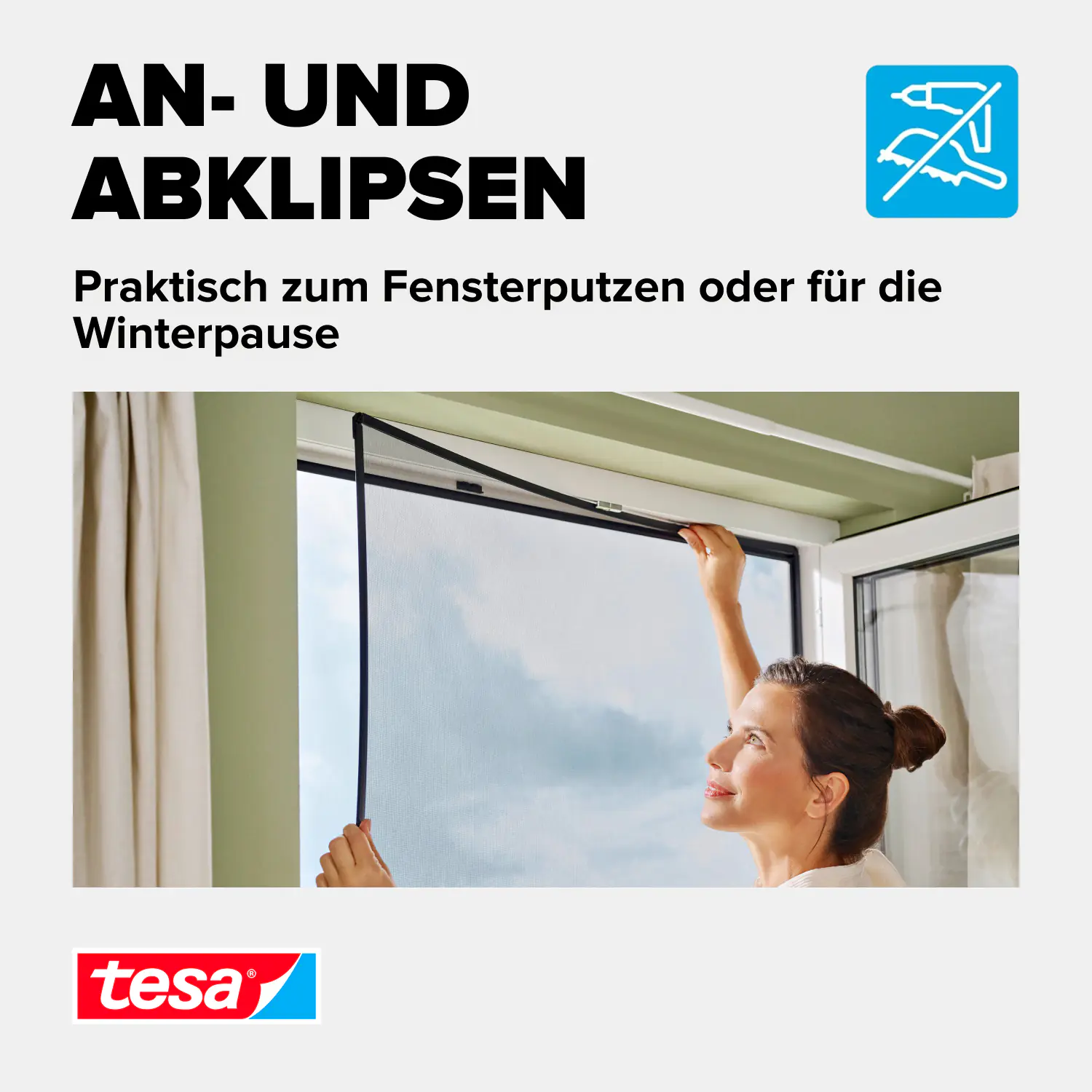 Tesa Insektenschutz Anklipsrahmen für Fenster 120 x 240 cm