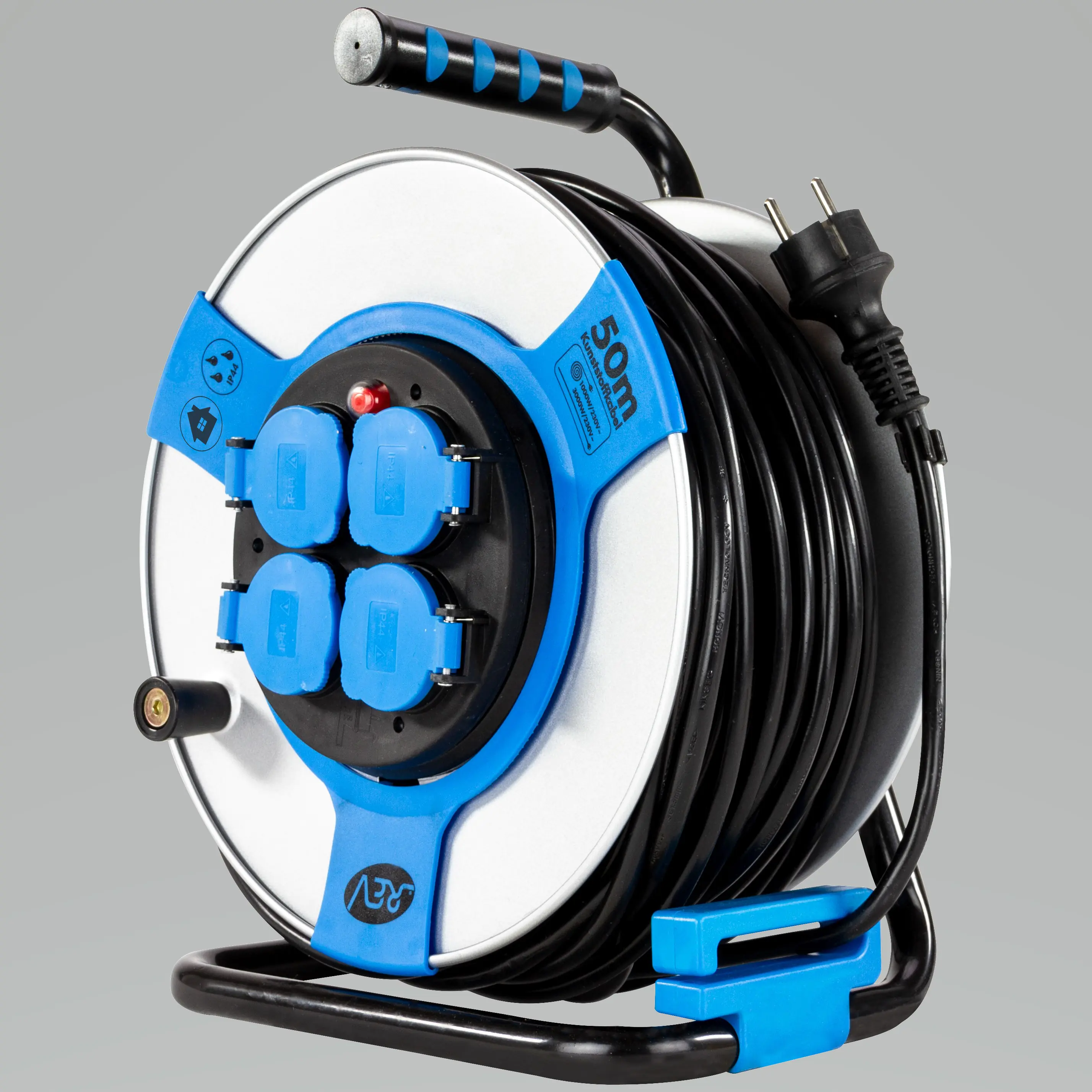 REV Kabeltrommel 50m H0VV-F3G 1,5 mm²  Stahl schwarz blau REV Kabeltrommel 50m H0VV-F3G 1,5 mm²  Stahl schwarz blau