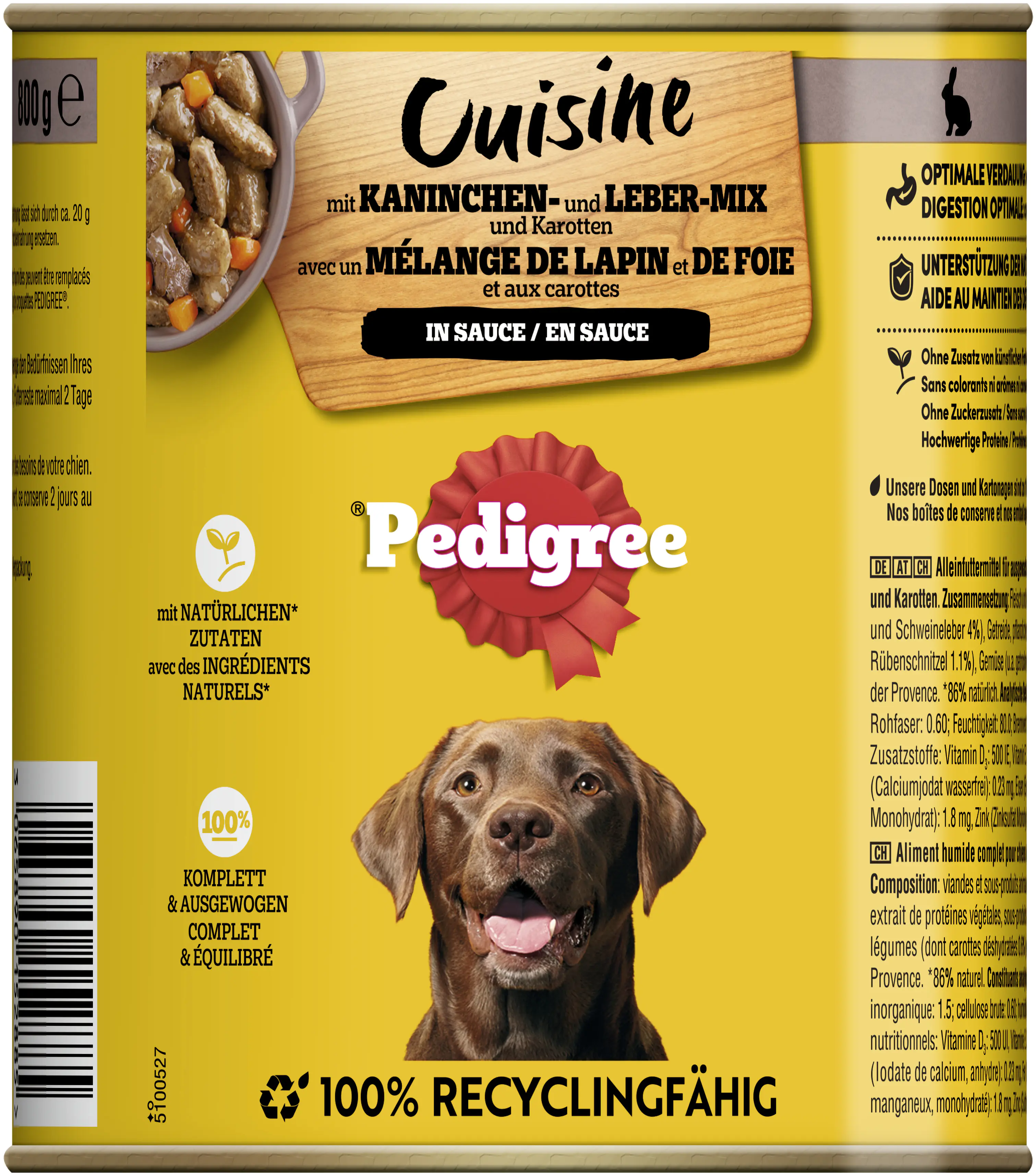 Pedigree Cuisine Hundenassfutter Adult 800 g Kaninchen & Karotten