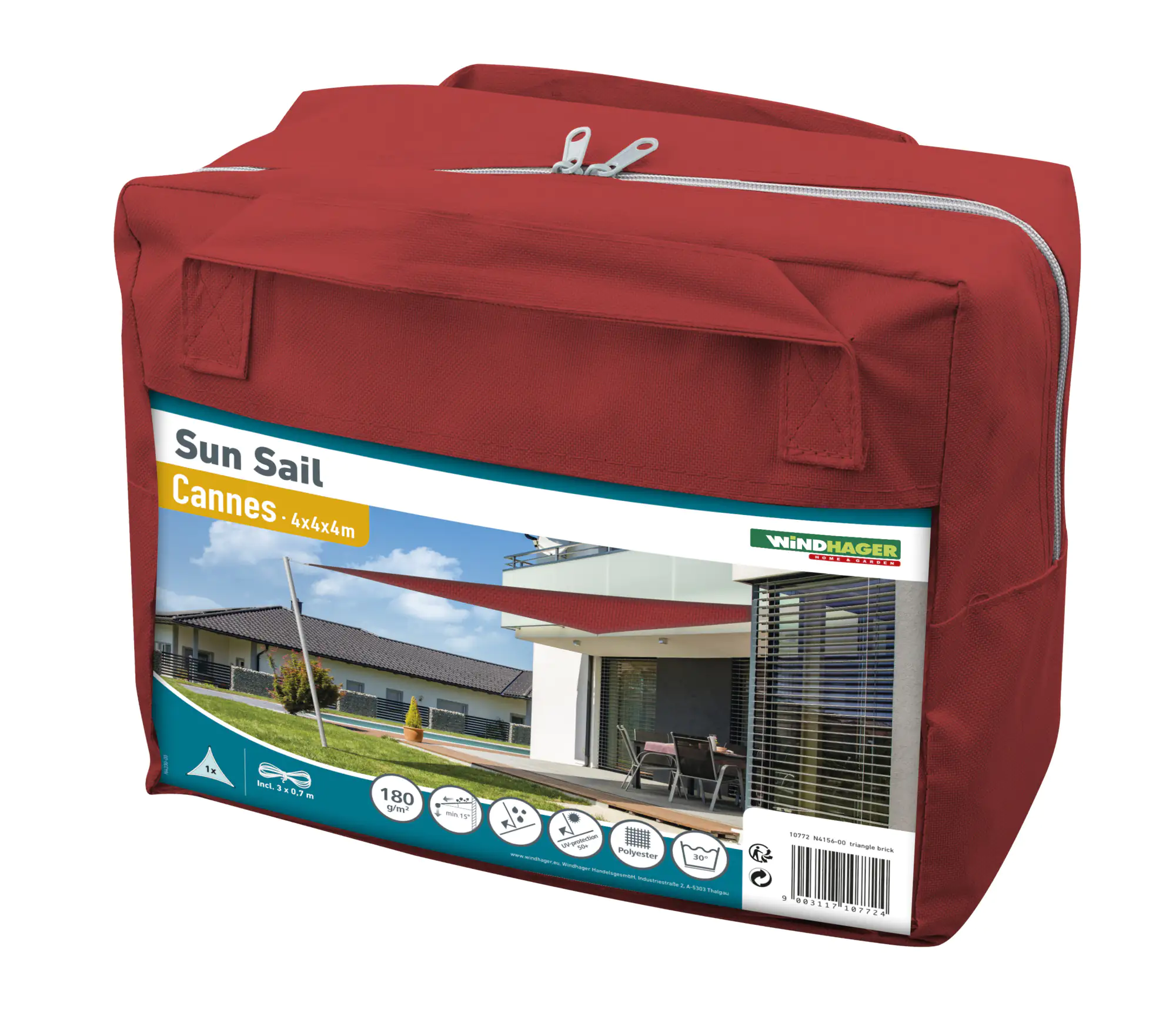 Windhager Sonnensegel Cannes brick 4 x 4 x 4 m