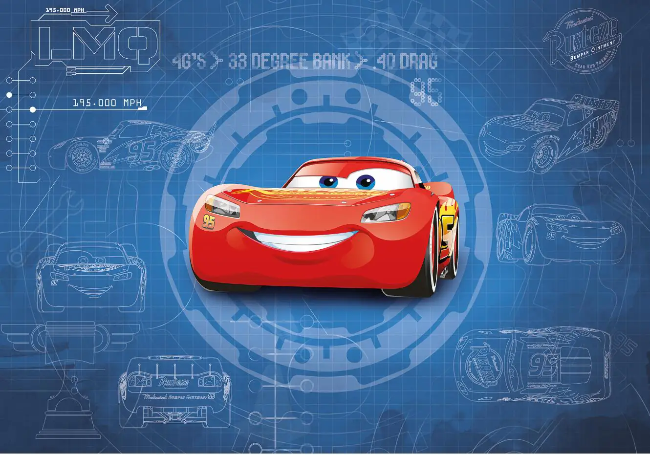 Komar Fototapete Cars3 Blueprint 368 x 254 cm 