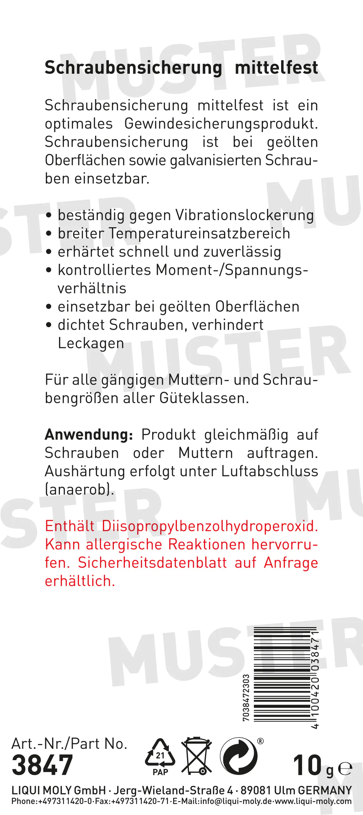 Liqui Moly Schrauben-Sicherung mittelfest 10 g