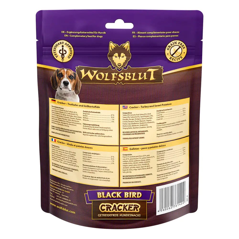 Wolfsblut Black Bird Cracker Snack - Truthahn mit Süßkartoffel 225 g