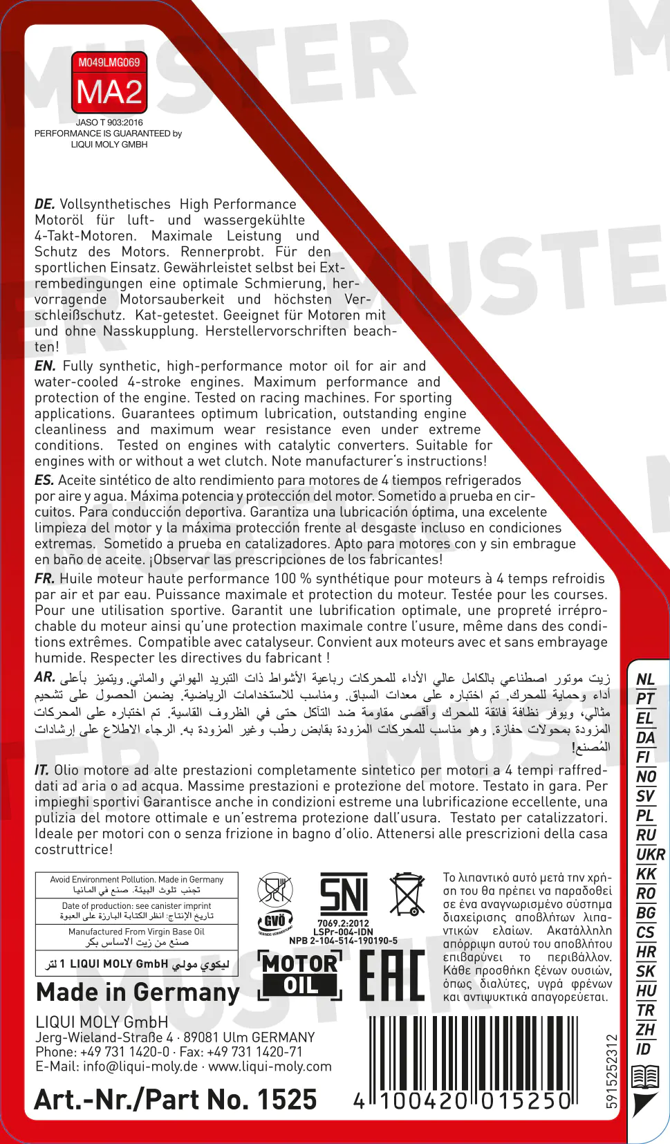 Liqui Moly 4-Takt Motoröl 4T Synth 10W-60 Street Race 1 L