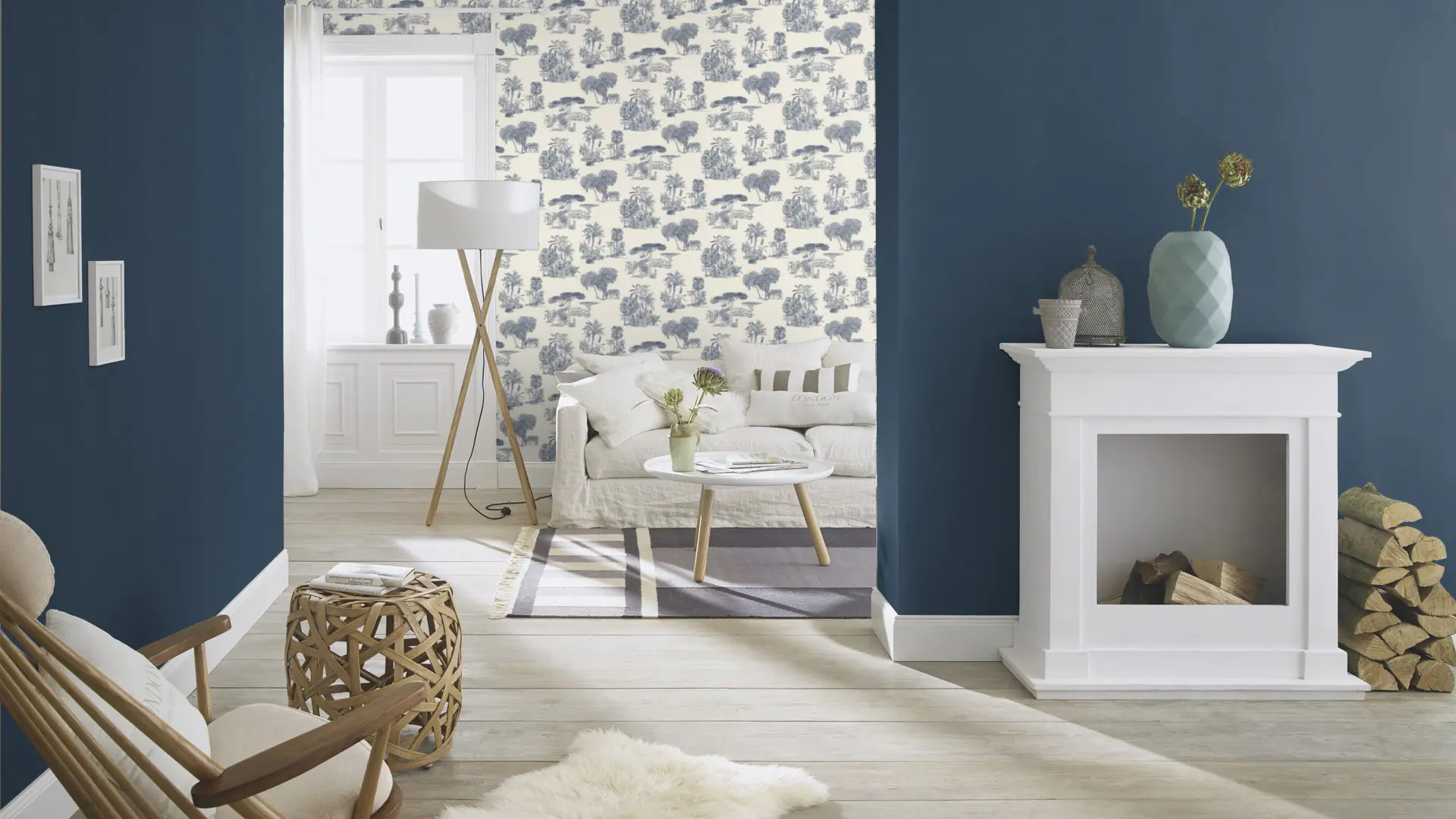 Rasch Vliestapete 555011 Blau-Indigo Muster & Motive 10,05 m x 0,53 m