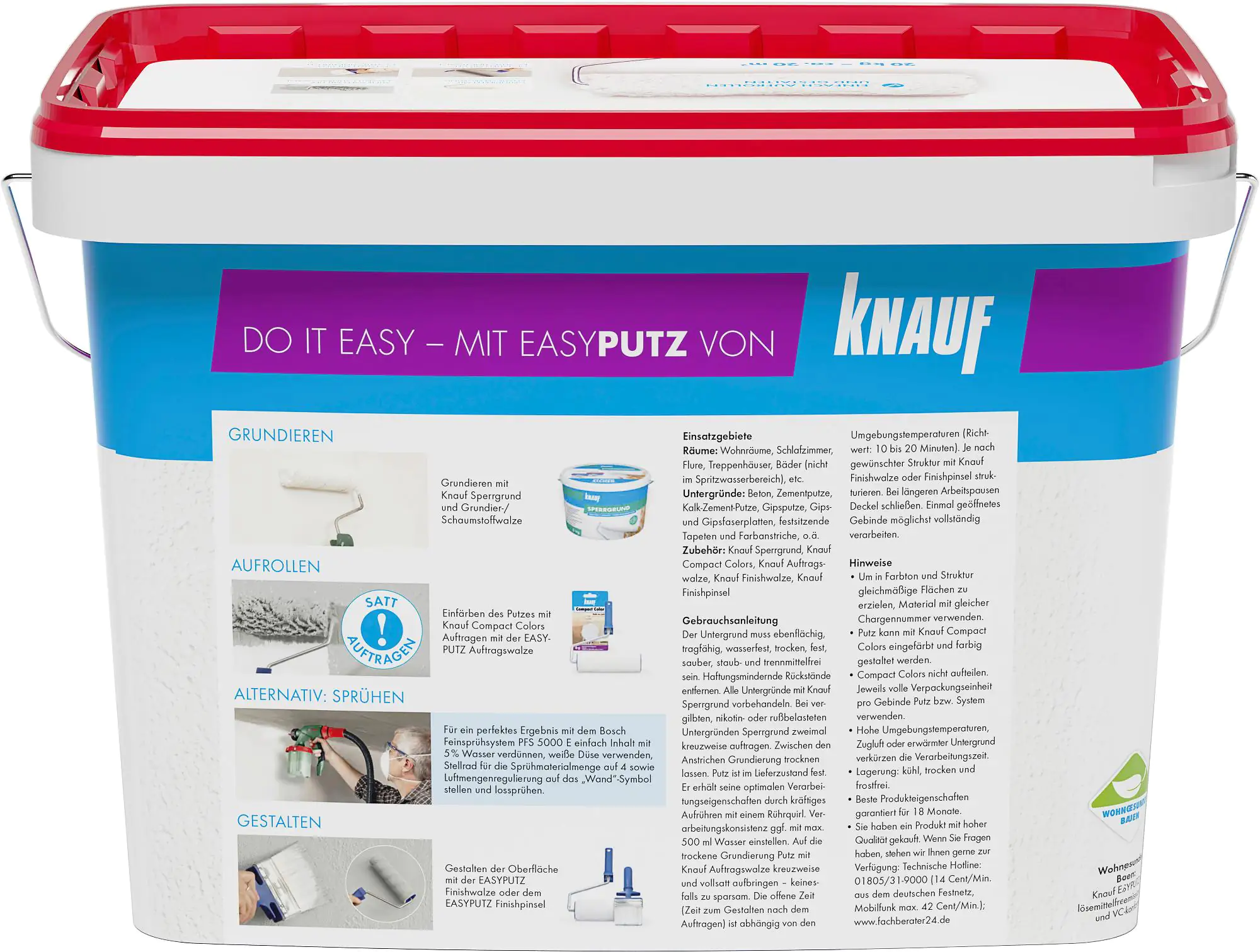 Knauf EasyPutz Streichputz 20 kg 1 mm fein schneeweiß Knauf EasyPutz Streichputz 20 kg 1 mm fein schneeweiß