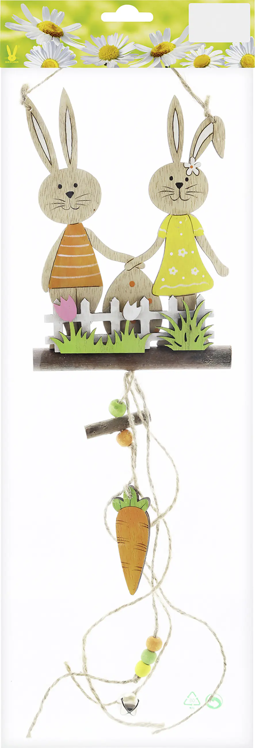 Dekohänger Osterhasenpaar 45 cm natur orange gelb