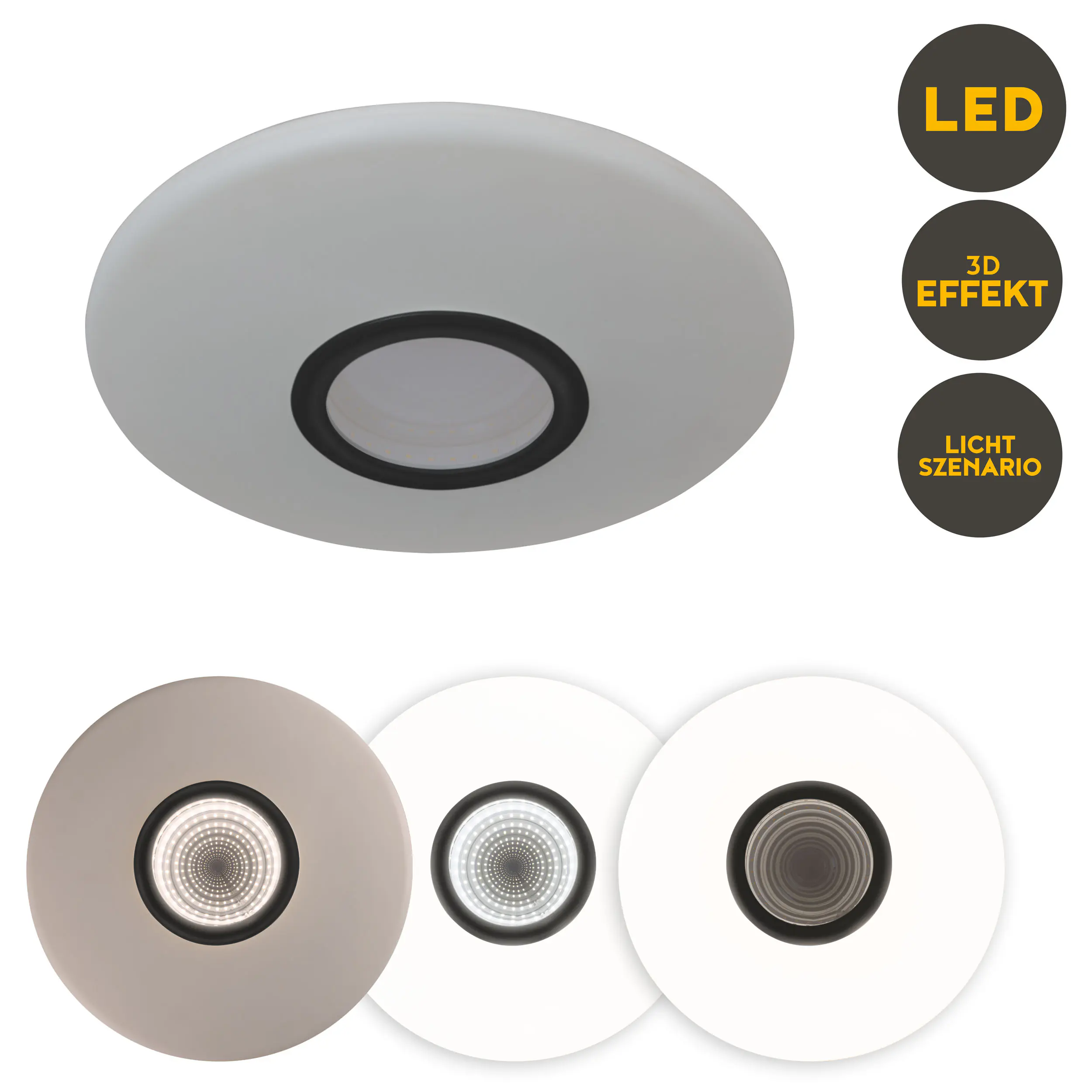 Light & More LED-Deckenleuchte weiß Ø 35 x 5,7 cm warmweiß 