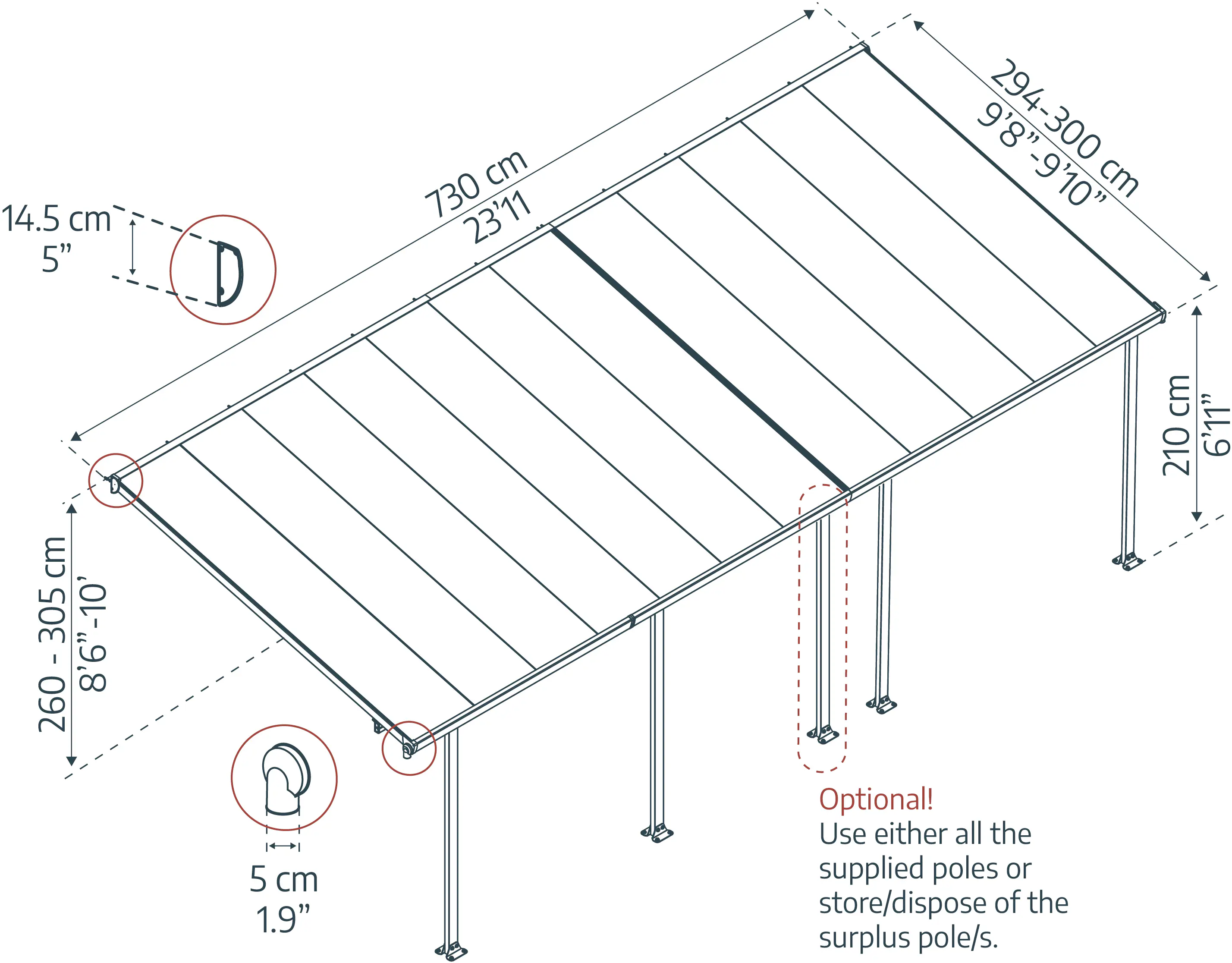 Canopia Terrassenüberdachung Feria  730 x 294 cm weiß
