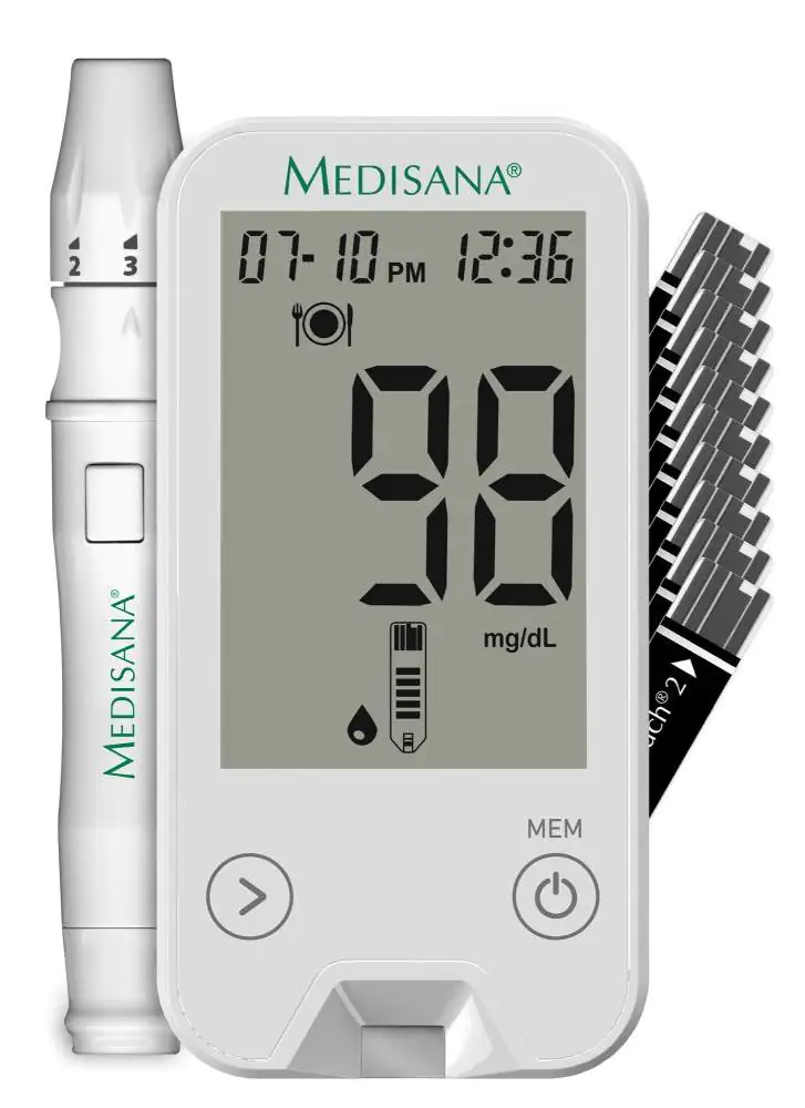 Medisana Blutzuckermessgerät MediTouch 2 Starterset inkl. Stechhilfe, AST-Kappe, 10 Lanzetten, 10 Te Medisana Blutzuckermessgerät MediTouch 2 Starterset inkl. Stechhilfe, AST-Kappe, 10 Lanzetten, 10 Te