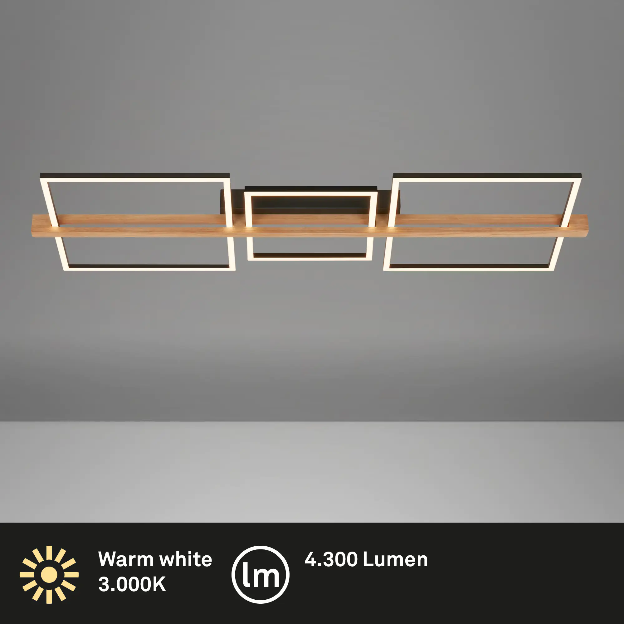 Briloner LED-Deckenleuchte MOLDURA  schwarz Holz 36W Briloner LED-Deckenleuchte MOLDURA  schwarz Holz 36W