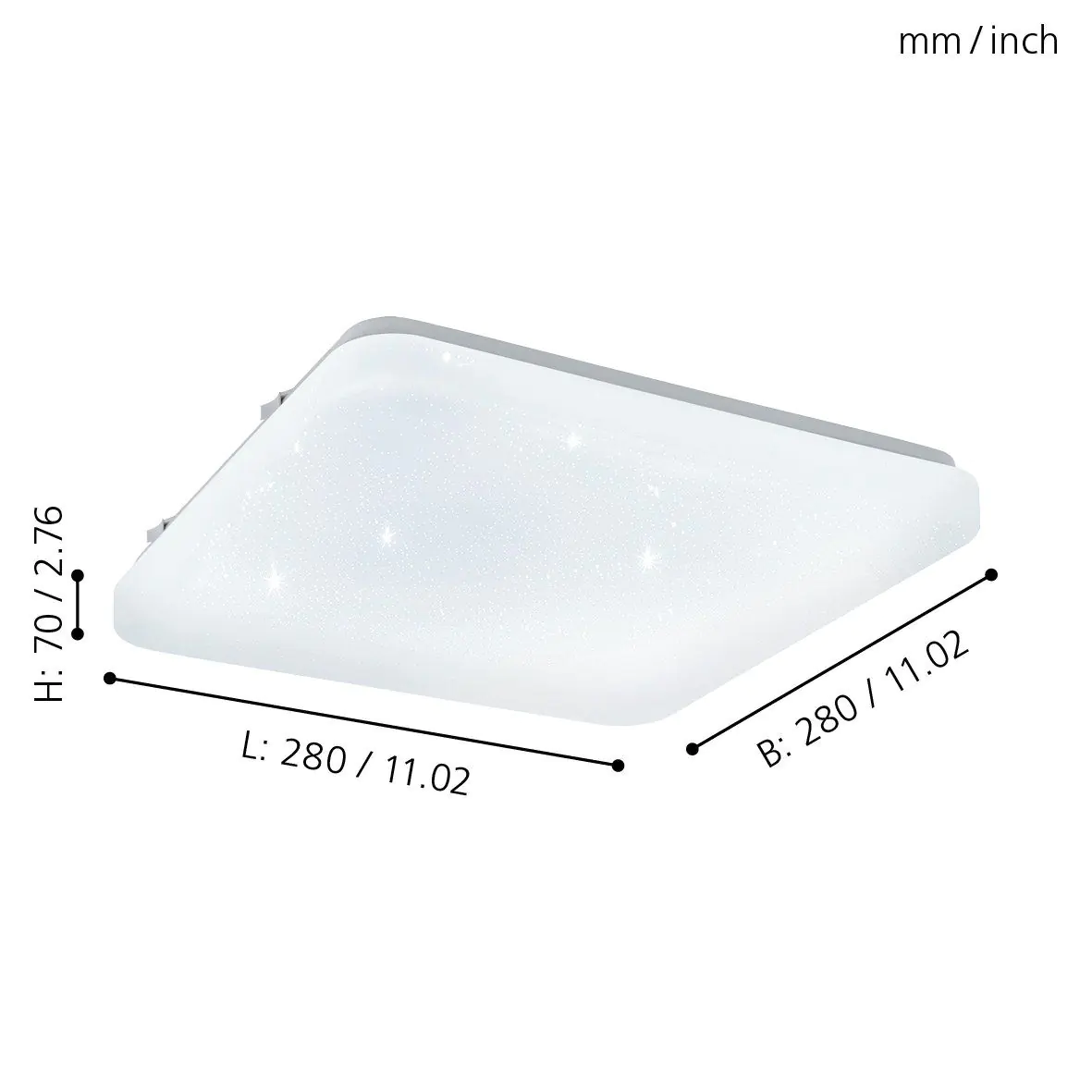 Eglo LED Deckenleuchte Frania weiß 28 x 28 cm mit Kristalleffekt warmweiß Eglo LED Deckenleuchte Frania weiß 28 x 28 cm mit Kristalleffekt warmweiß