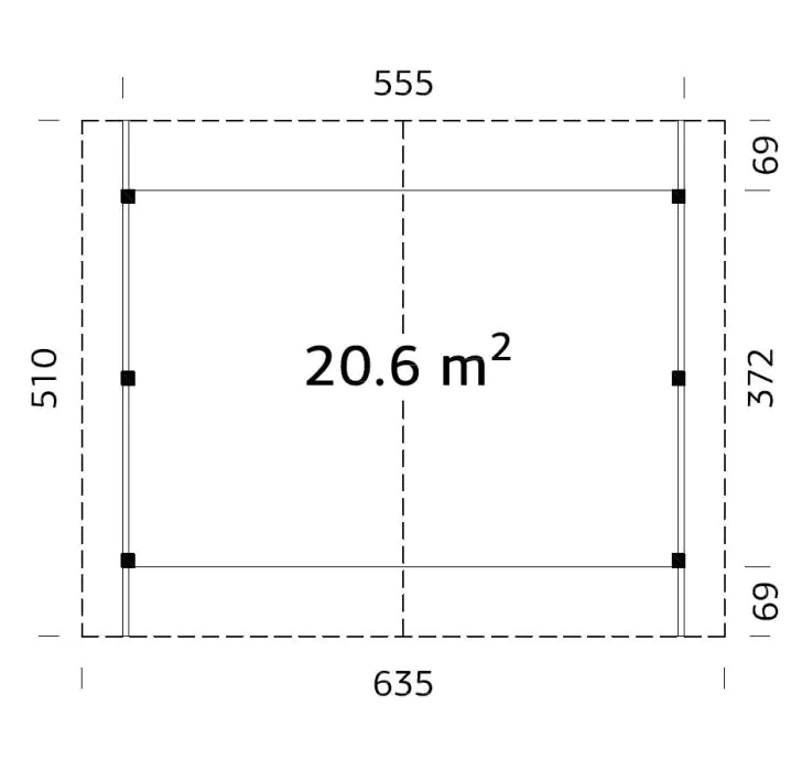 Palmako Carport Robert 555 x 372 cm naturbelassen
