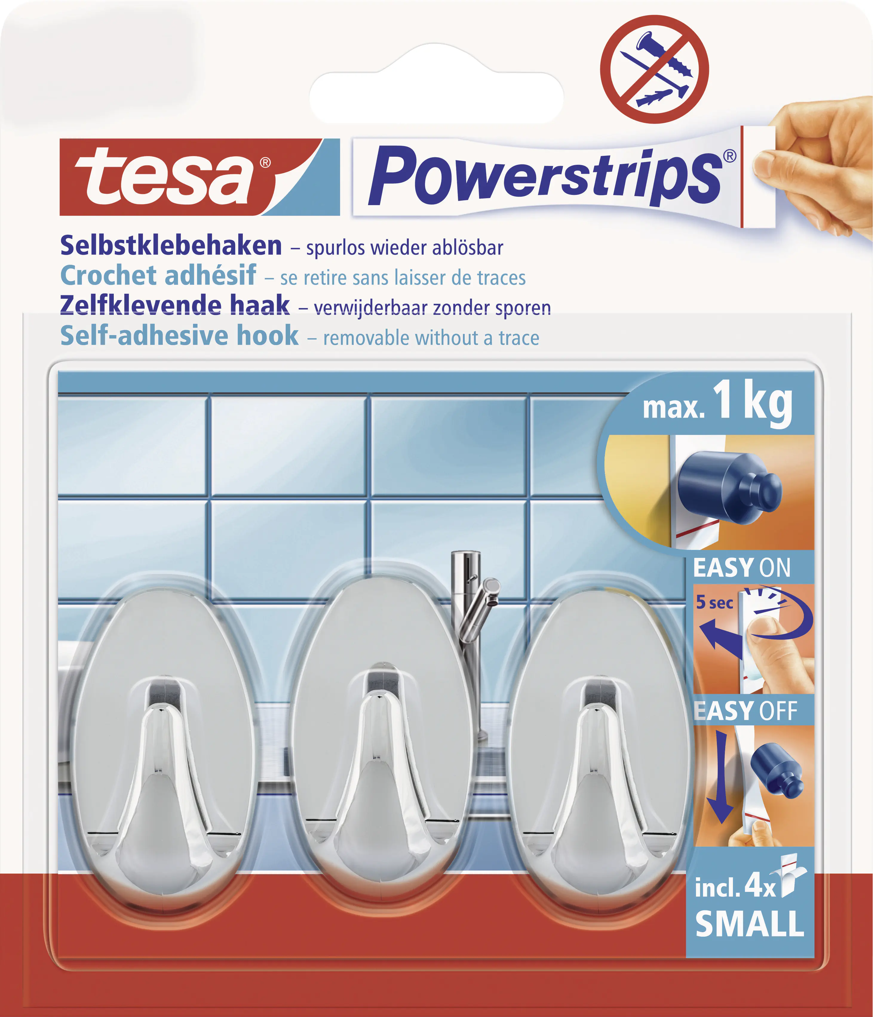tesa Haken Powerstrip Small oval, chrom