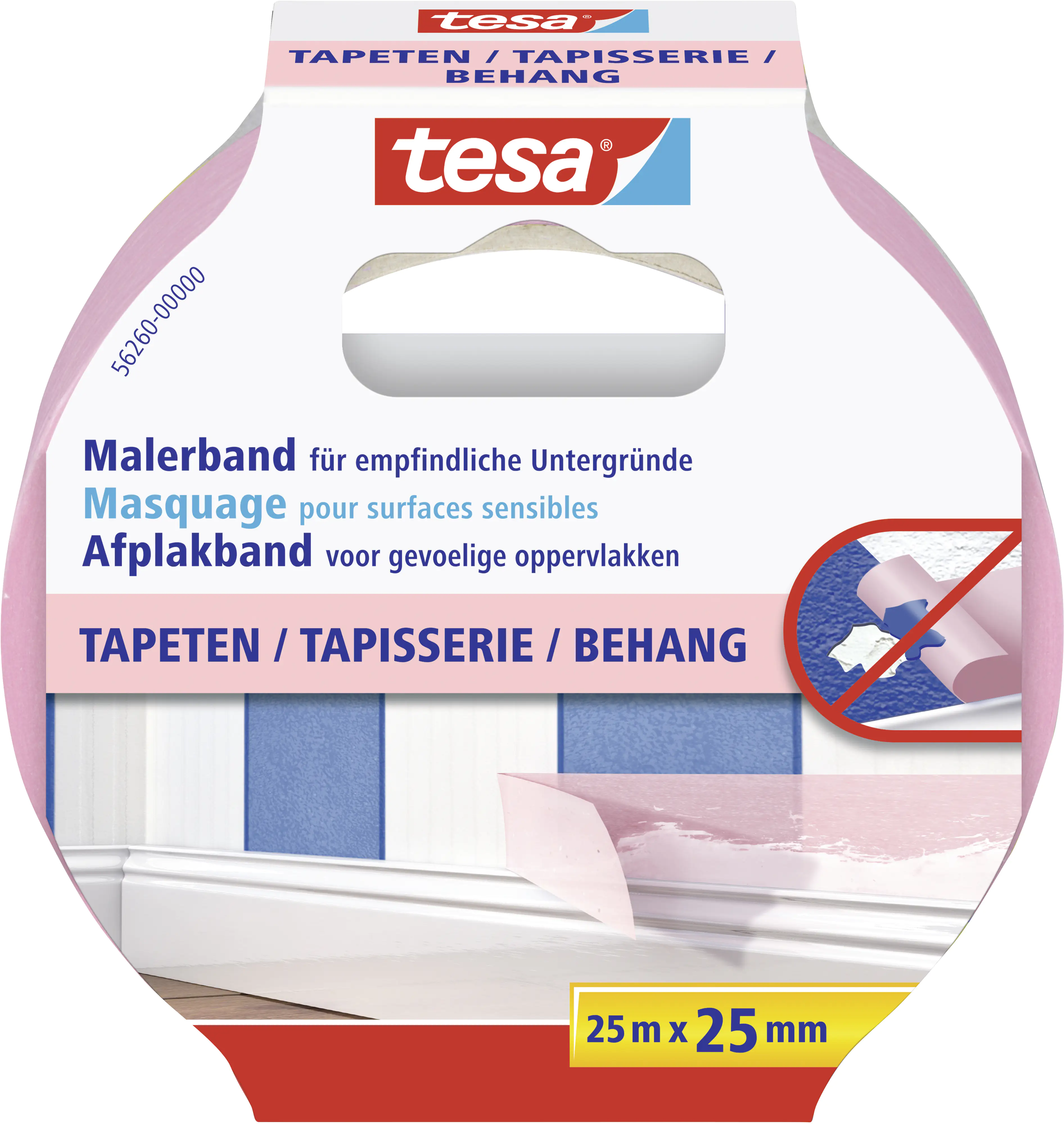 tesa Malerband Tapeten 25 m x 25 mm, rosa kaufen Globus Baumarkt